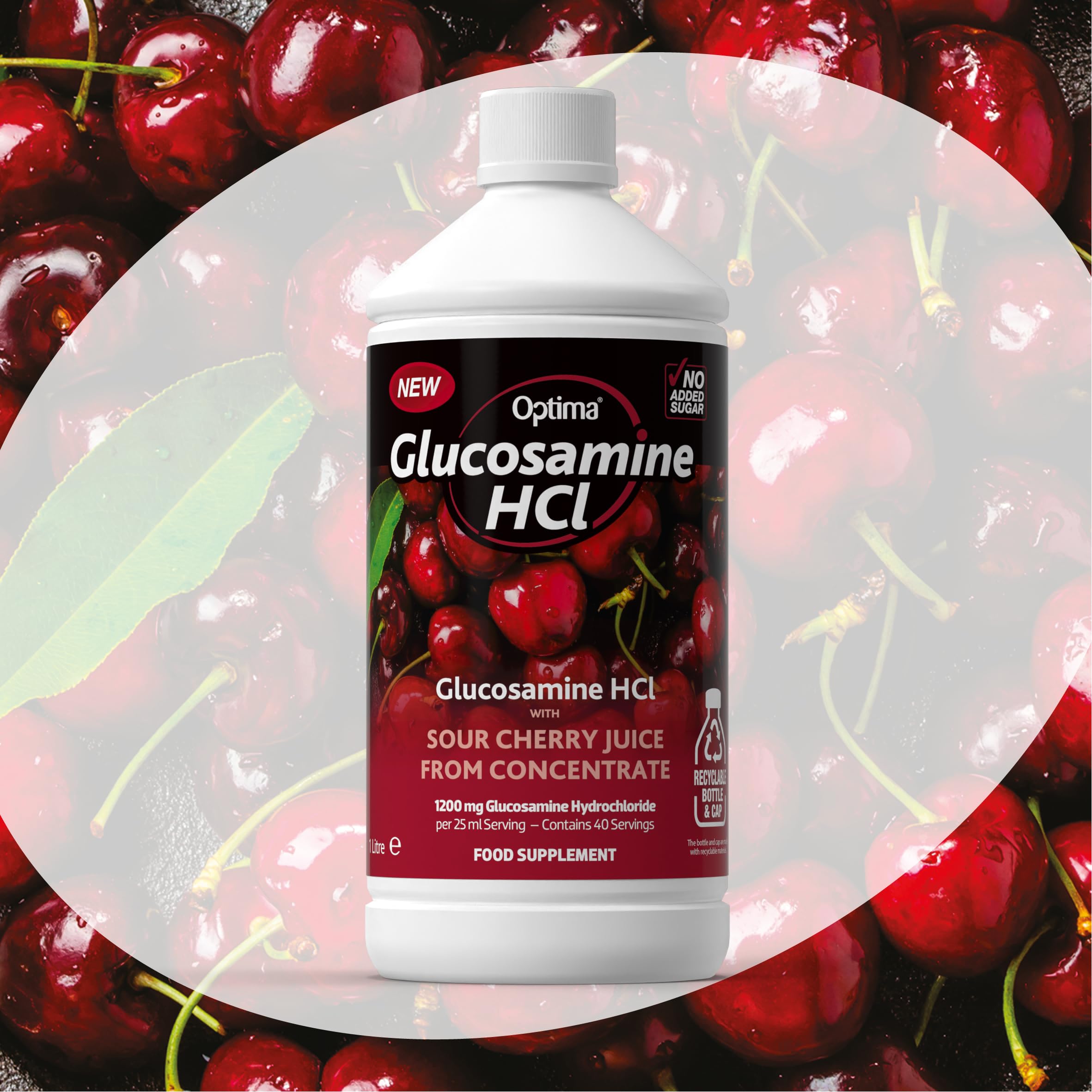 Optima Glucosamine HCl 1200 mg with Sour Cherry Juice Concentrate, No Added Sugar, Vegan Liquid Supplement 4