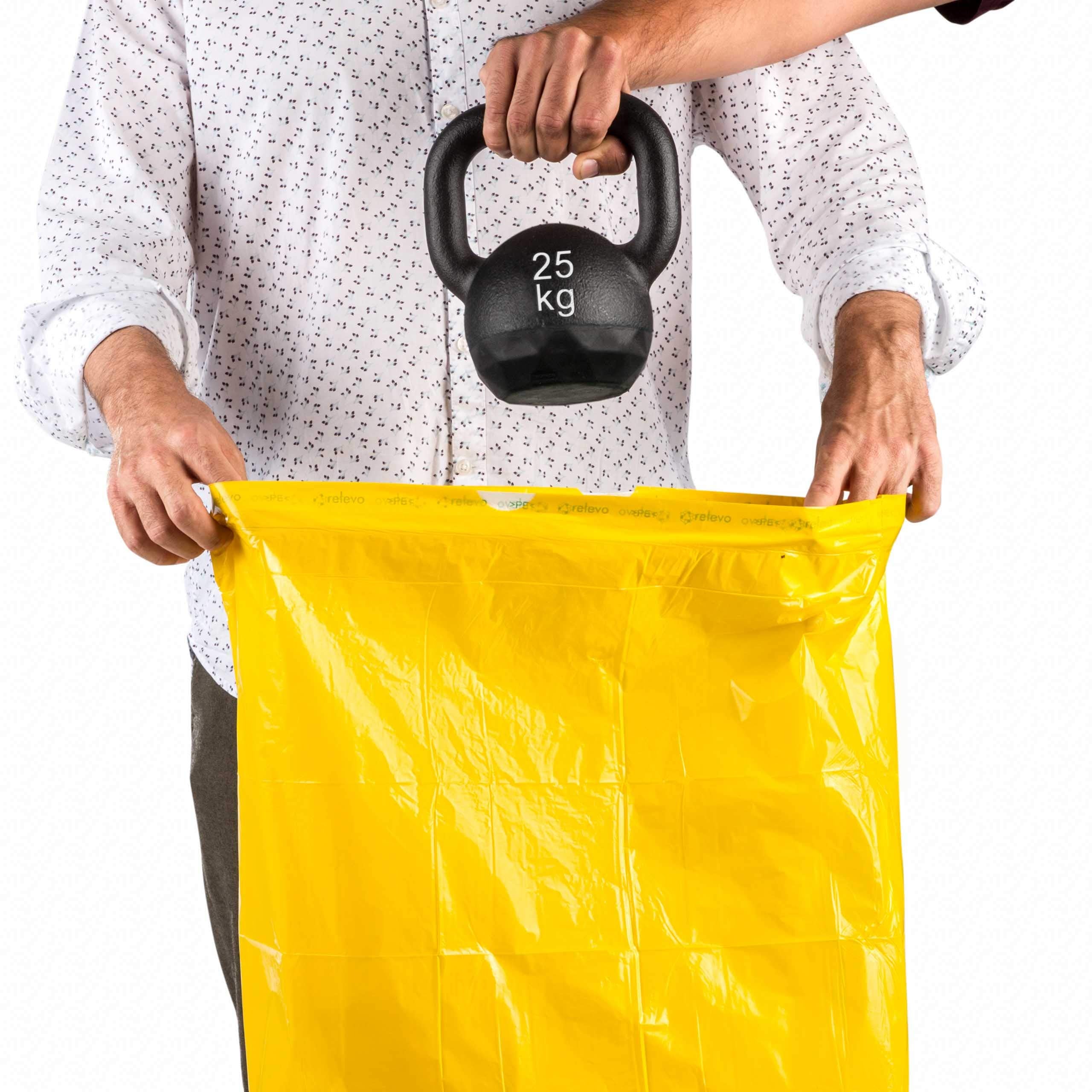 Relevo 30L Yellow Drawstring Bin Bags – 45 Units, 55 cm x 60 cm, Made from 100% Recycled Material 5