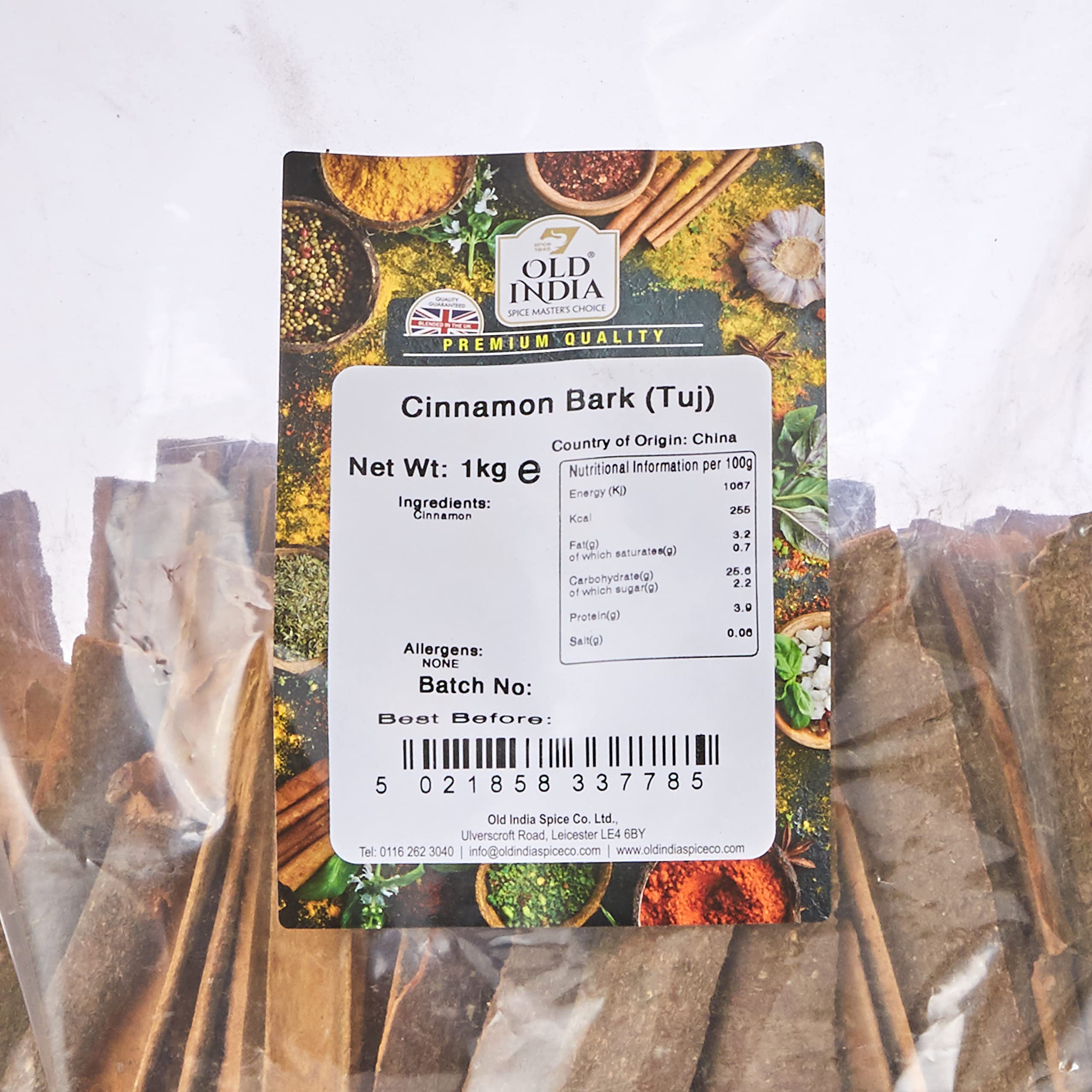 Old India Cinnamon Bark (Tuj) Whole Spices | 1 kg Bag | Natural & Additive Free