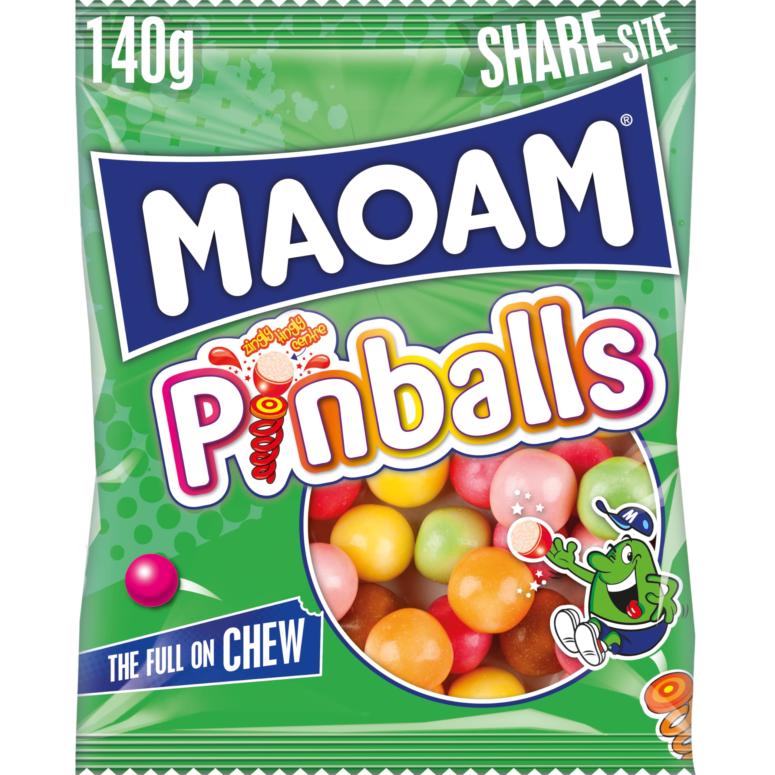 MAOAM Pinballs Chewy Fruity Sweets – 140g Share Bag