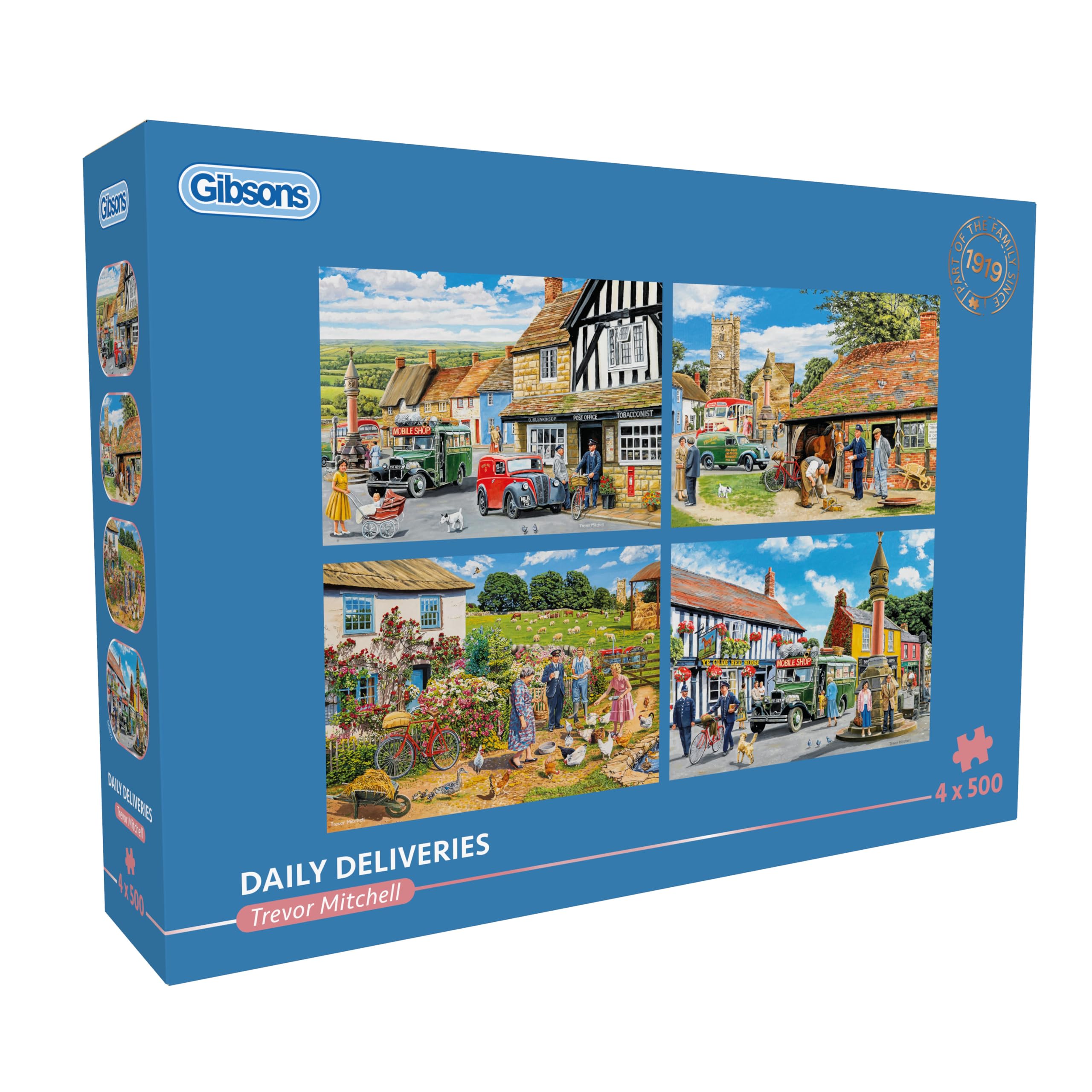 Gibsons Daily Deliveries Jigsaw Puzzle Set - 4 x 500 Pieces | Trevor Mitchell Art