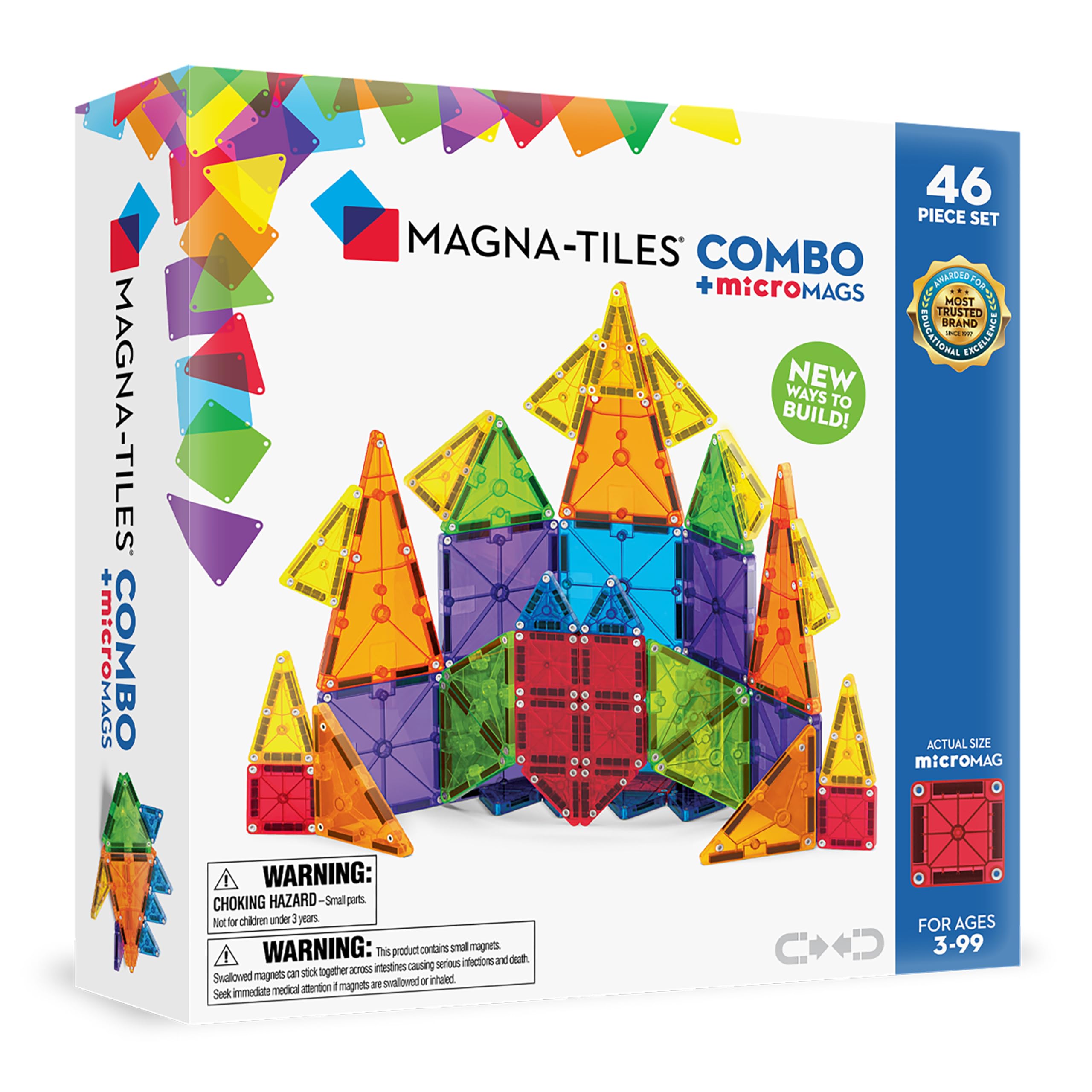 Magna-Tiles MicroMAGS 46-Piece Combi Set - Building Toy for Ages 3+
