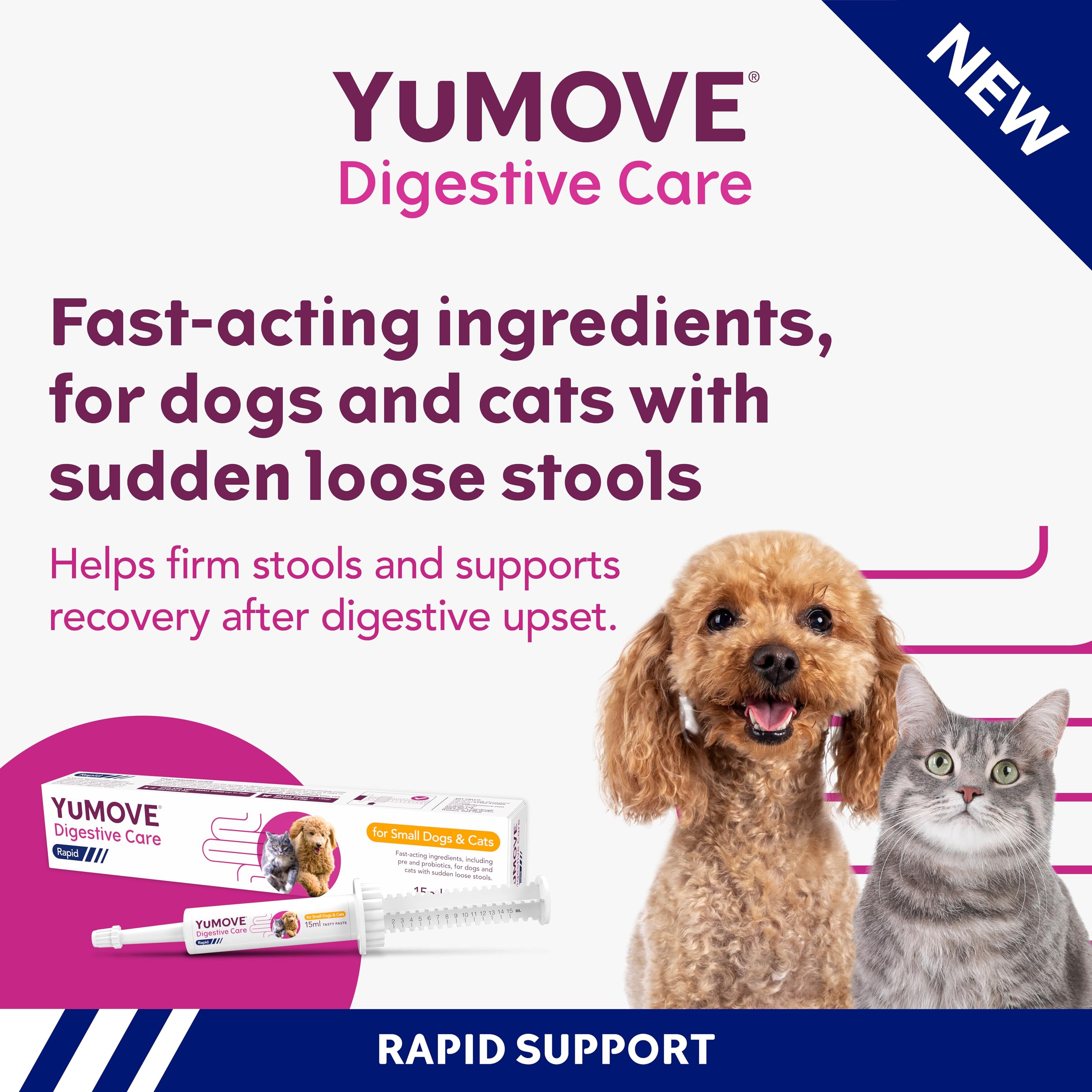 YuMOVE Digestive Care Rapid Probiotic Paste for Dogs & Cats - Fast-Acting Gut Support | 15ml