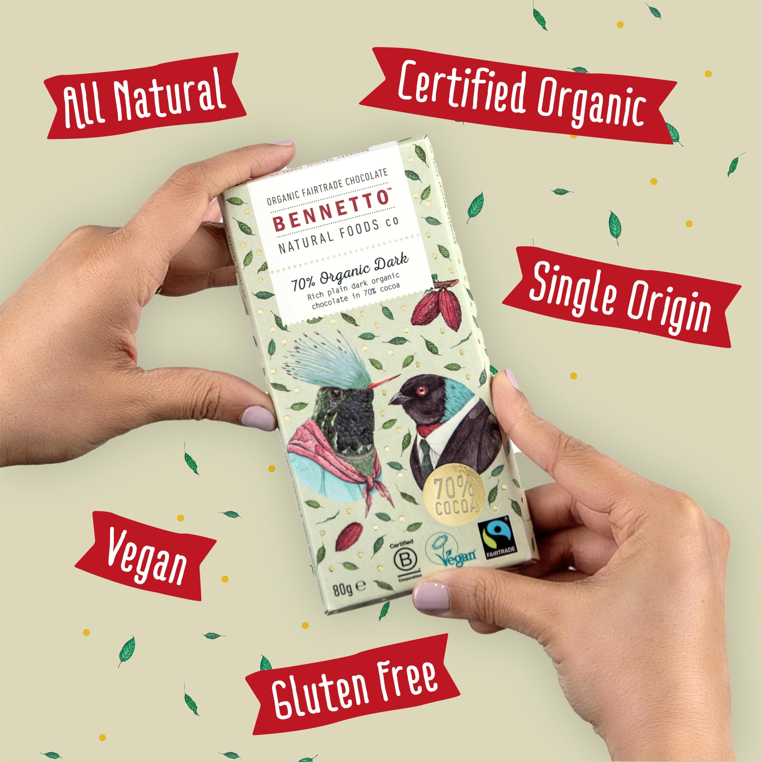 Bennetto 70% Organic Dark Chocolate Bar - Single Origin from Ecuador, Fairtrade, Vegan & Gluten-Free 5