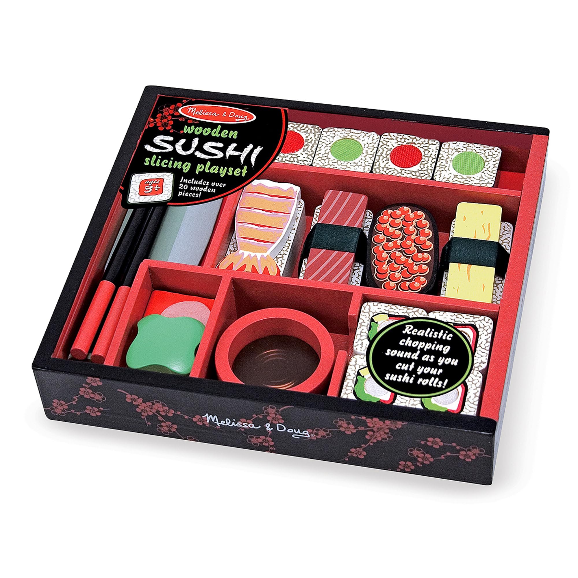 Melissa & Doug Wooden Sushi Slicing Playset - Pretend Play Food Toy for Ages 3+ 18