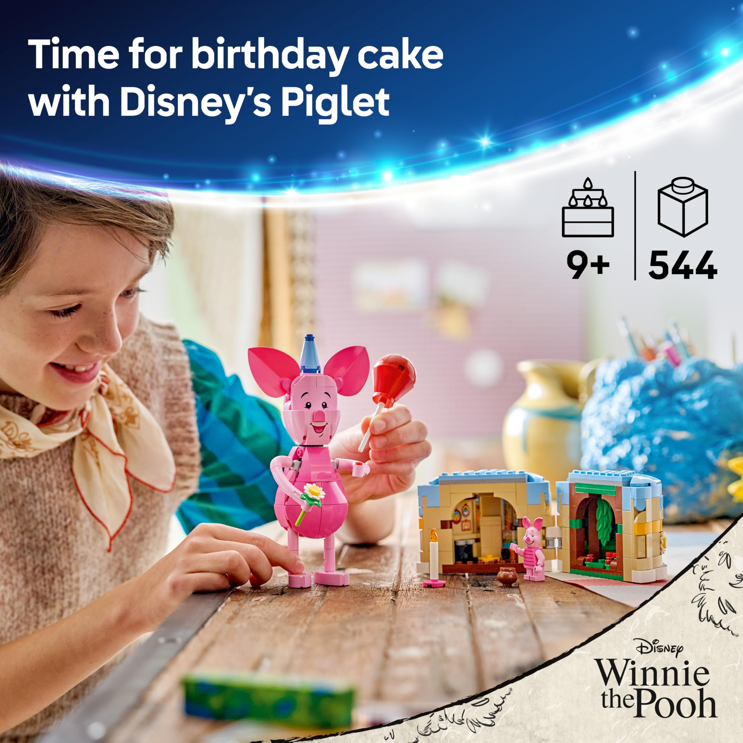 LEGO Disney Piglet's Birthday Fun Building Set 43305 for Ages 9+ | Posable Figure & Cake