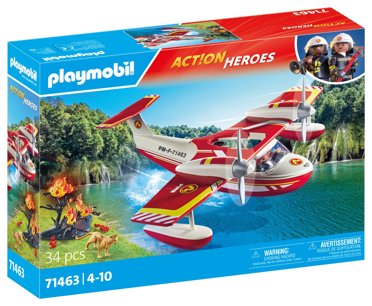 Playmobil 71463 Firefighting Seaplane Playset - Action Hero Rescue Mission with Extinguishing Function, Ages 4+ 4