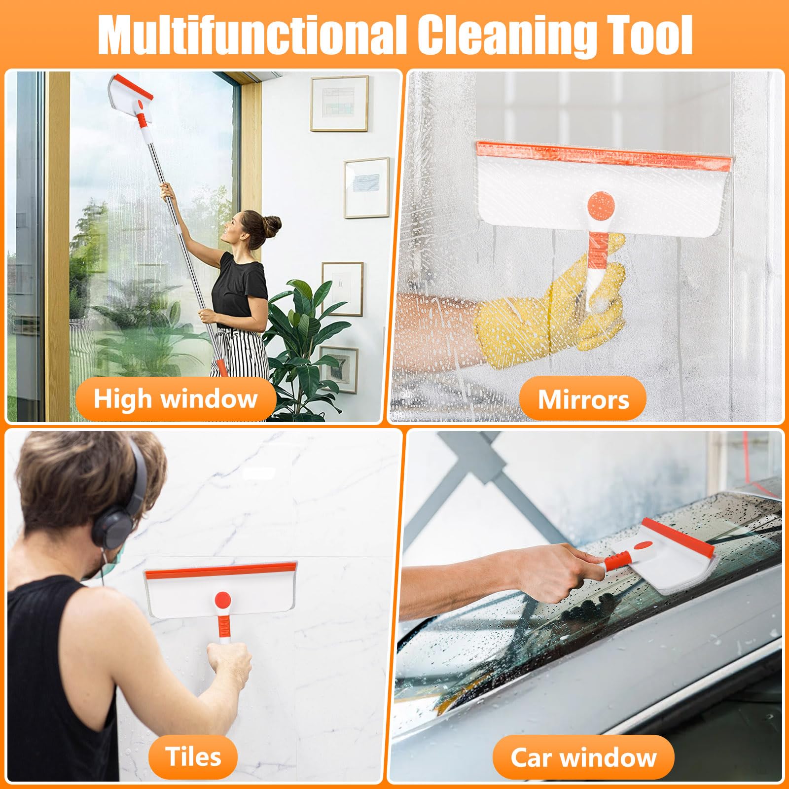 Alyvisun Professional Window Cleaning Equipment with 132cm Extendable Pole 4