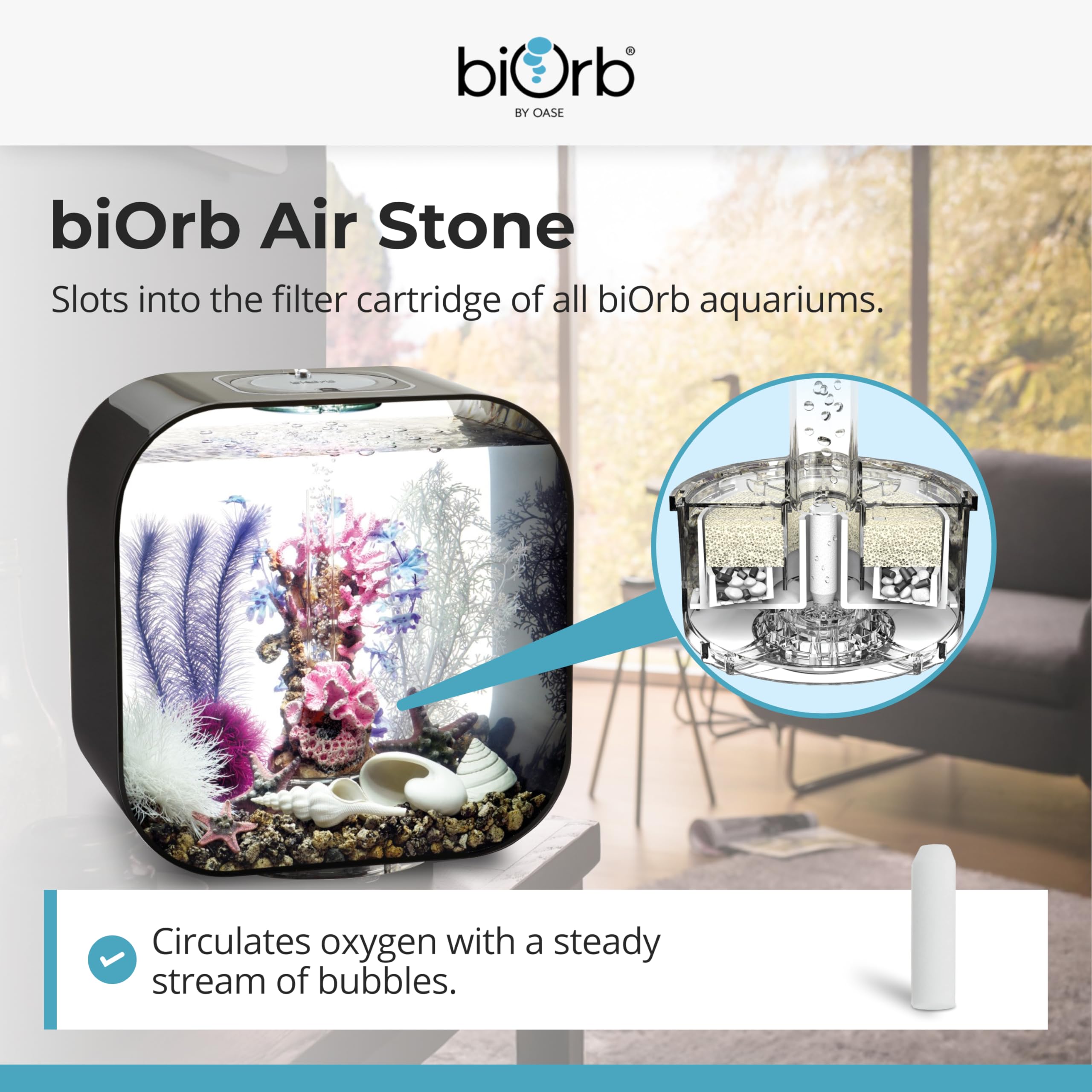 biOrb Air Stone - Essential Aeration for Consistent Oxygen Circulation | 3.5 x 1 cm