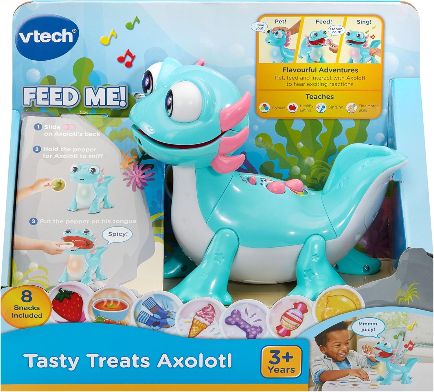 VTech Tasty Treats Axolotl - Interactive Toddler Toy with Fun Reactions & 8 Pretend Snacks 9