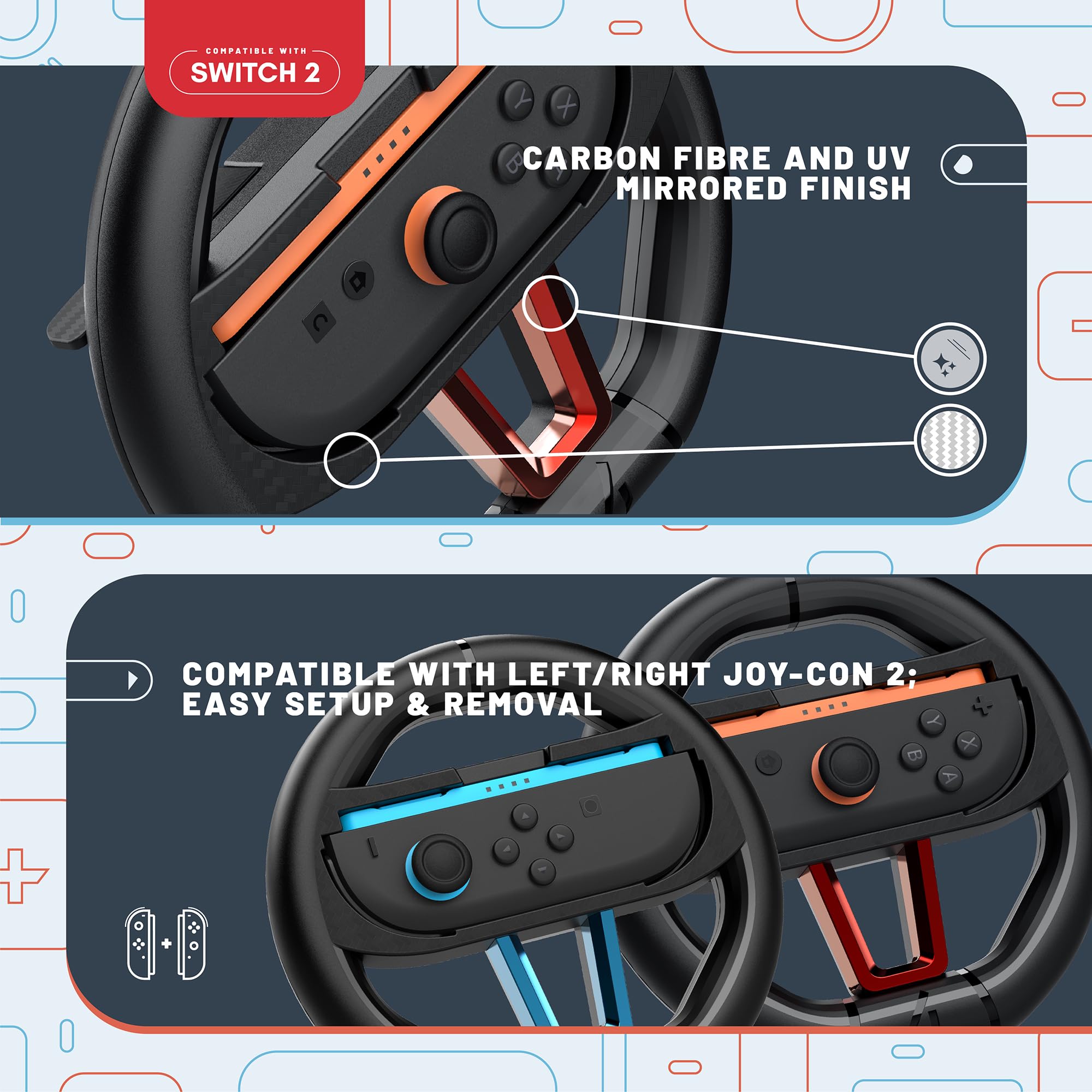STEALTH Racing Wheel Twin Pack for Switch 2 Controllers 14