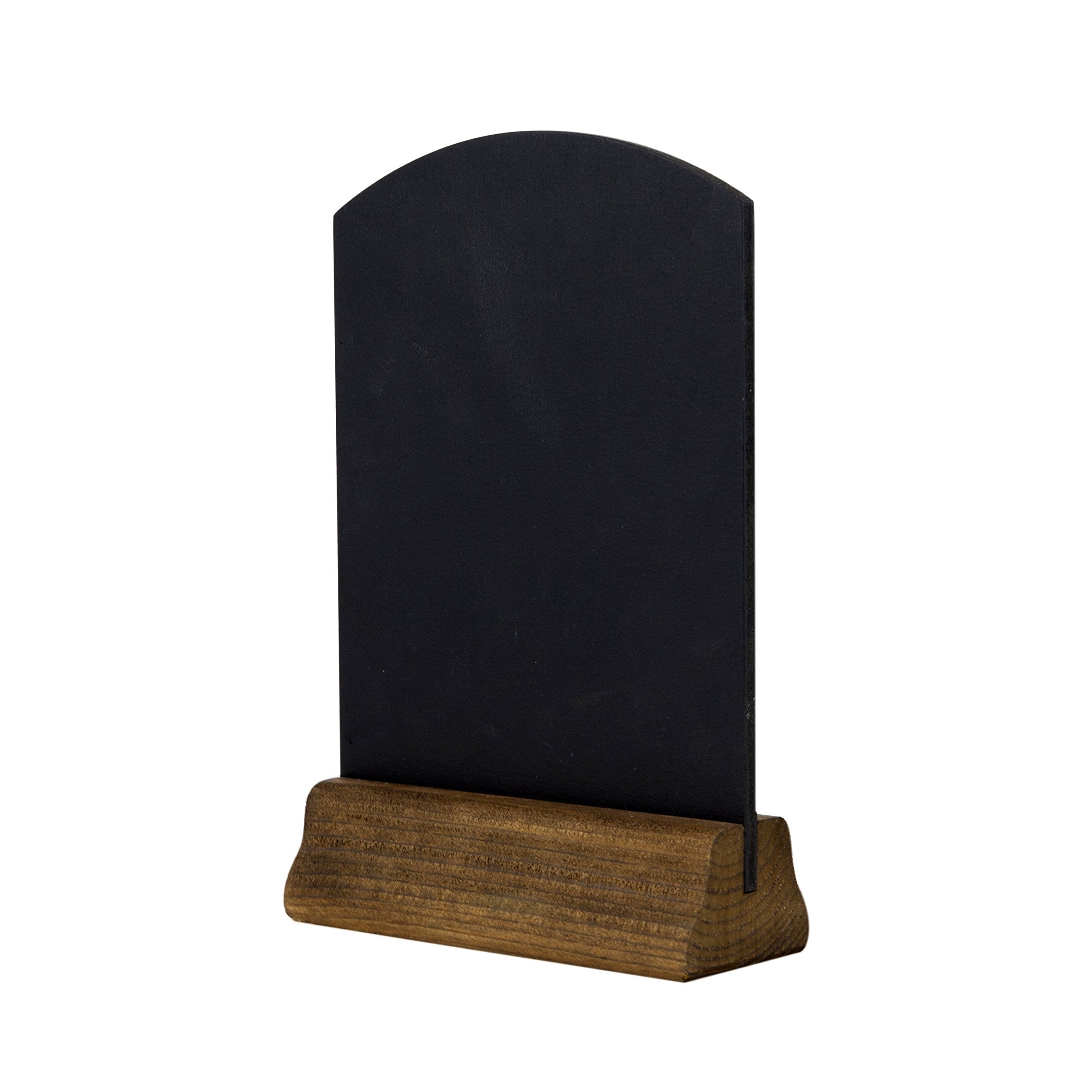 Chalkboards UK A5 Double Sided Table Top Chalkboard with Plinth | Rustic Brown Wood