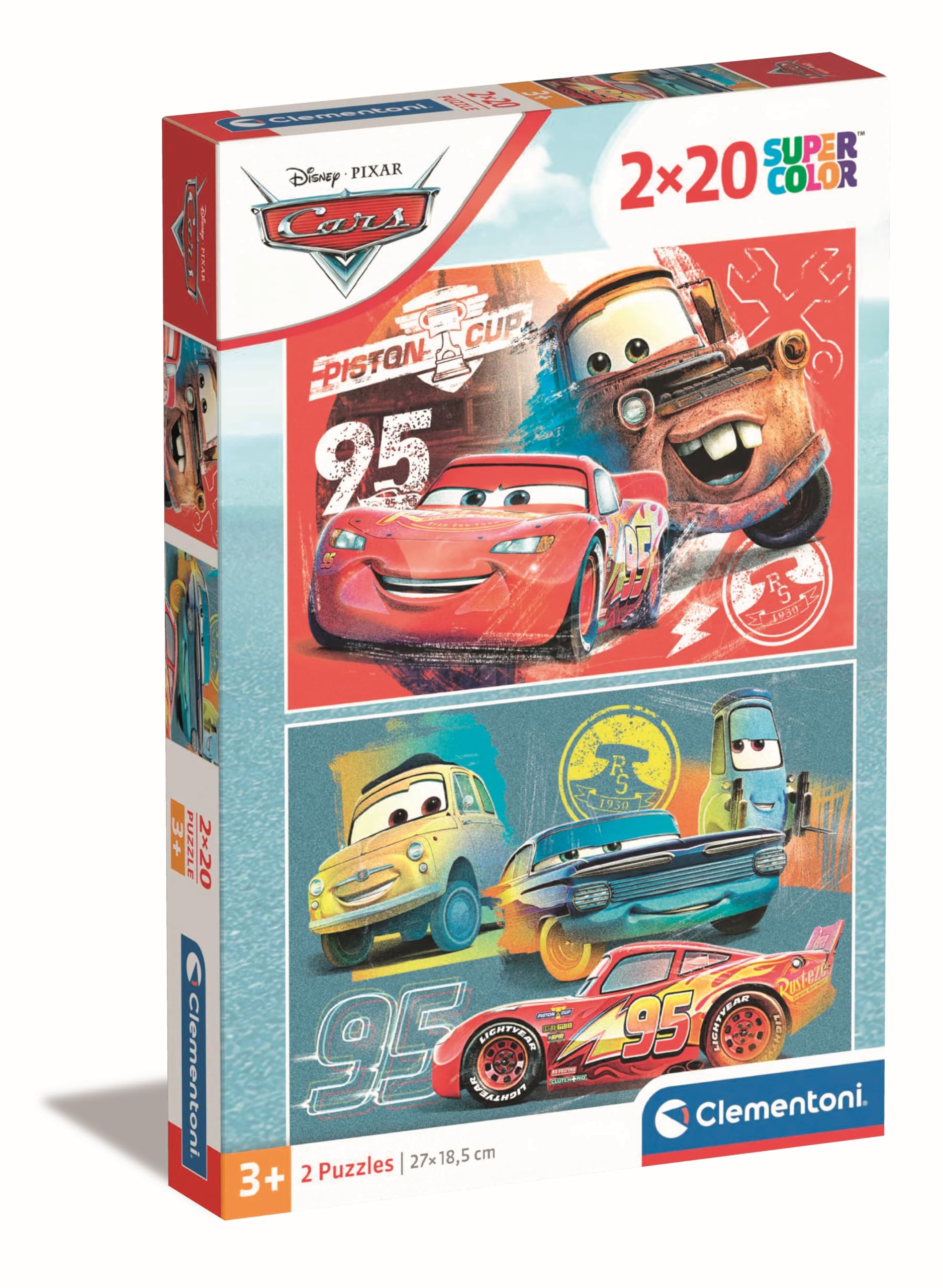 Clementoni Disney Cars 2 x 20-Piece Jigsaw Puzzle Set - Educational Kids Puzzle 3-5 Years