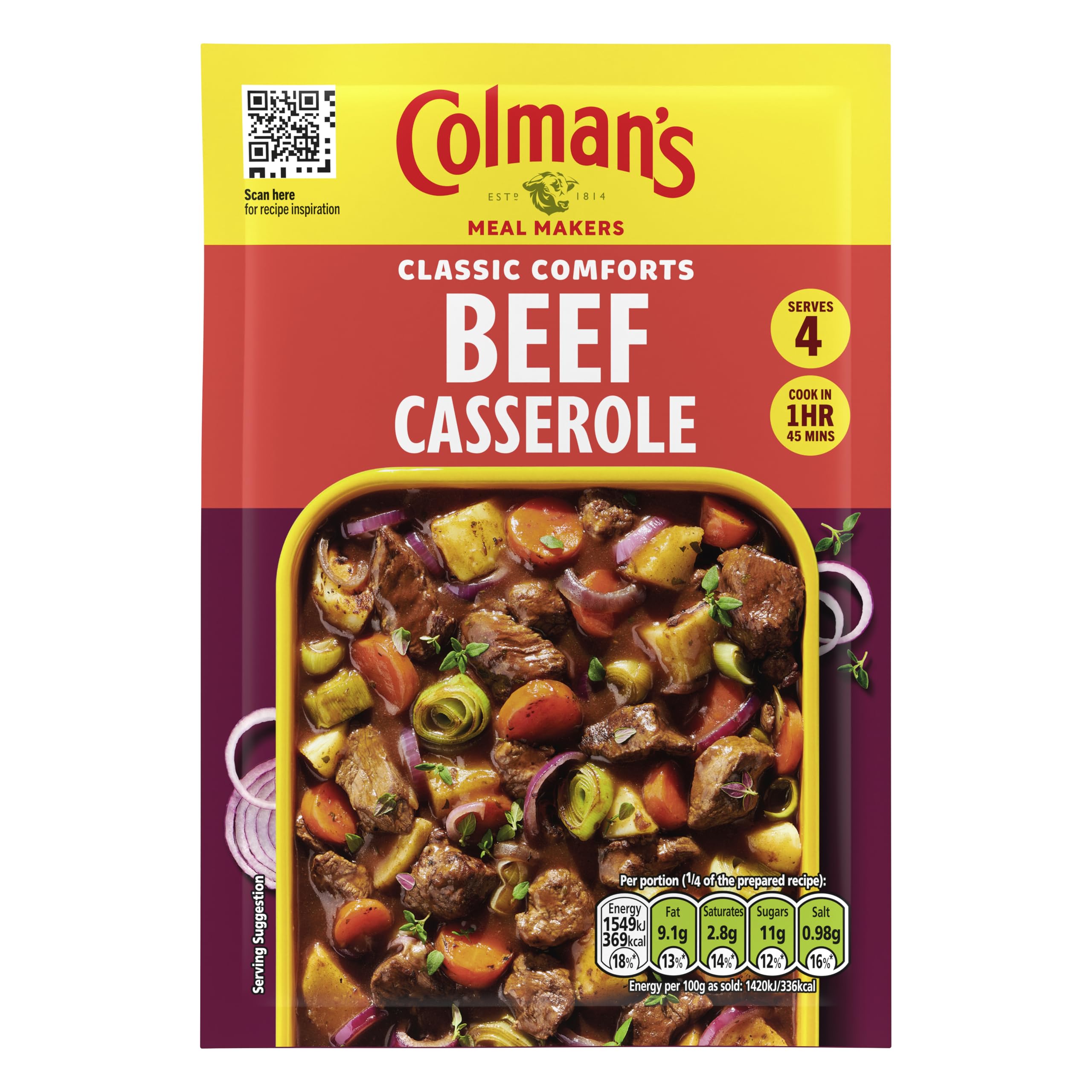 Colman's Classic Comforts Beef Casserole Meal Maker - 4 Servings | 40g Pack
