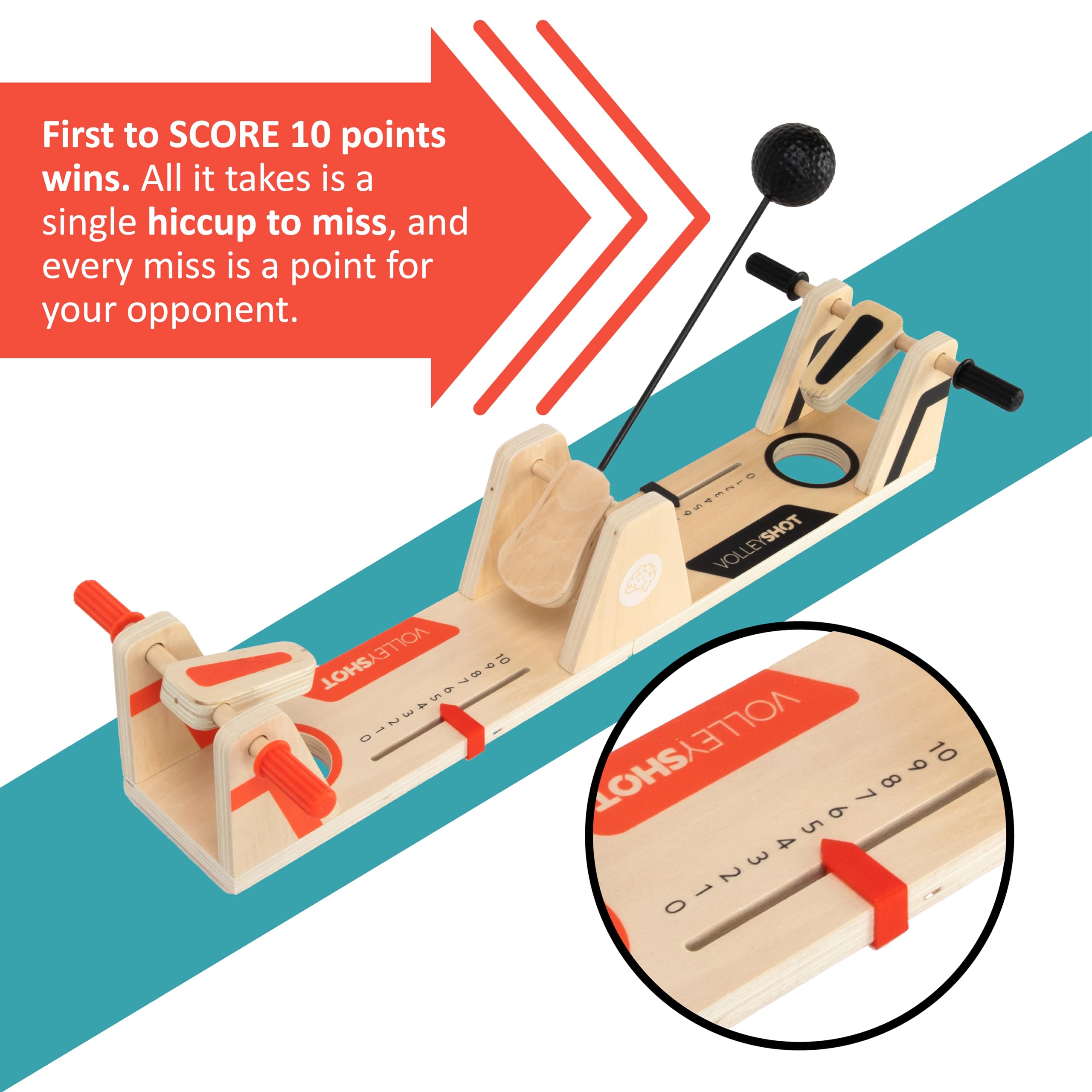 Fat Brain Toys VolleyShot Back and Forth Paddle Ball Table Top Game 5