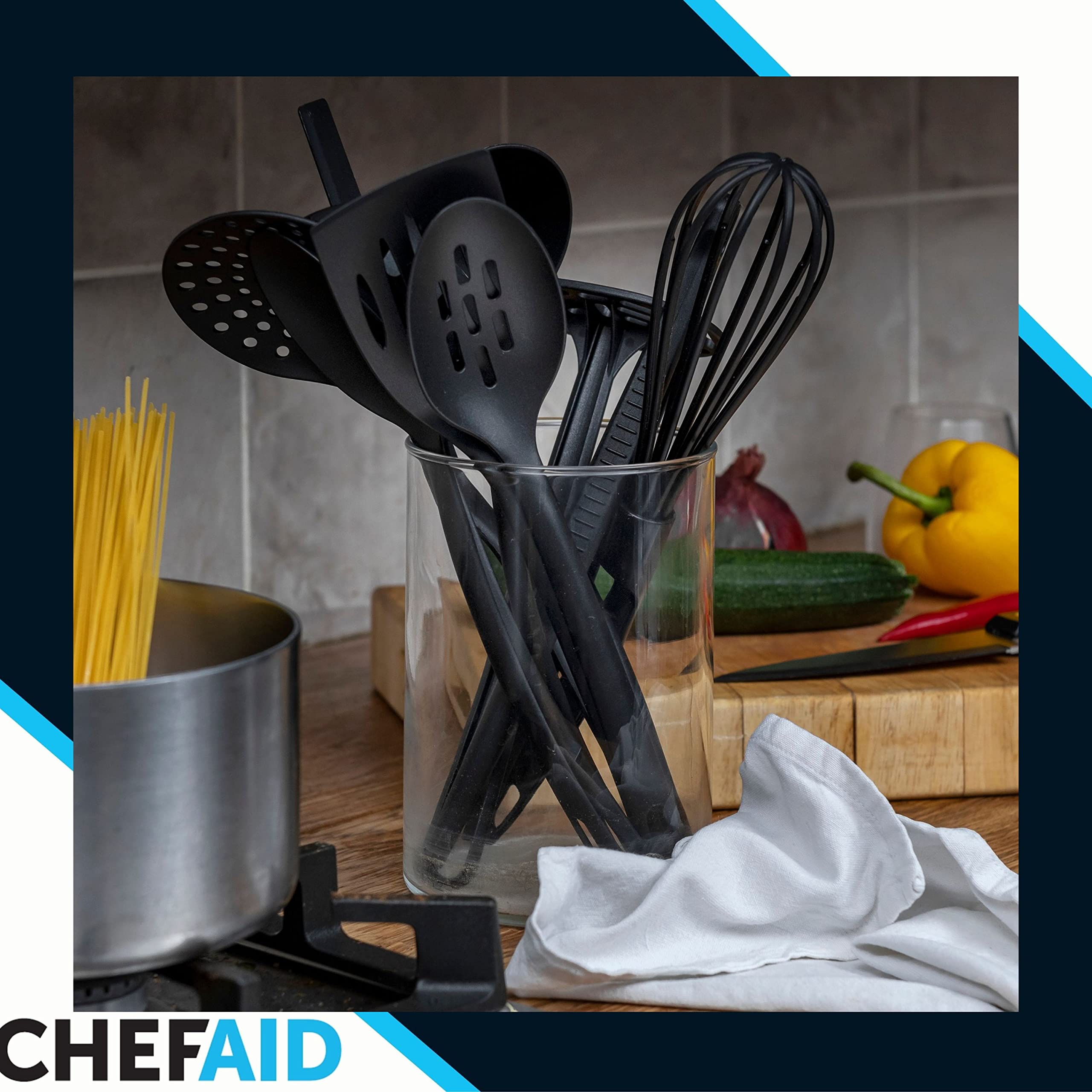 Chef Aid Vegetable Brush - Food Grade BPA Free Plastic Bristles | Comfortable Grip Handle | White, Size L