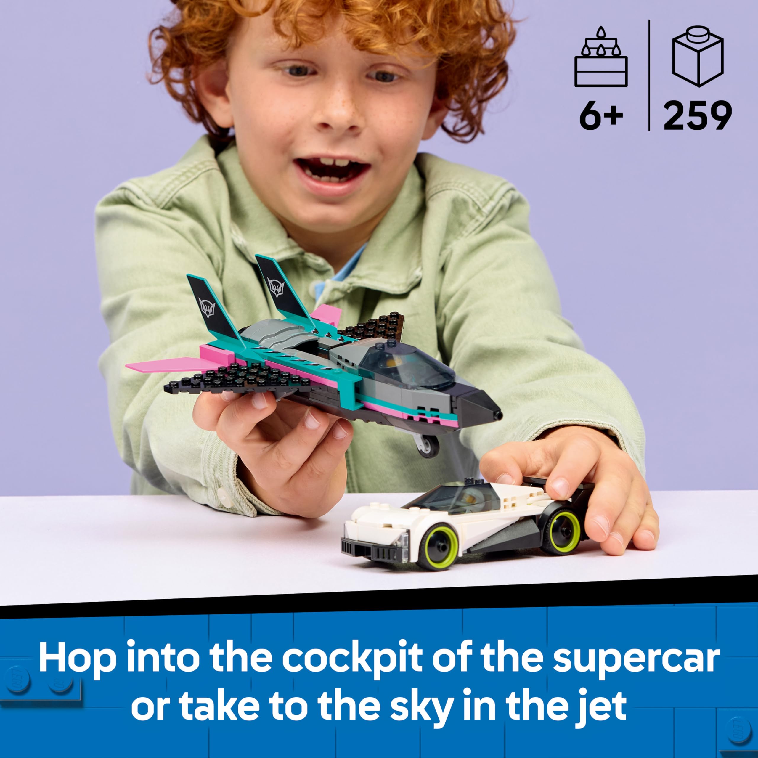 LEGO City Jet vs. Car 60489 Building Set with Supercar, Jet Plane, Pilot & Driver Minifigures | Ages 6+ 2