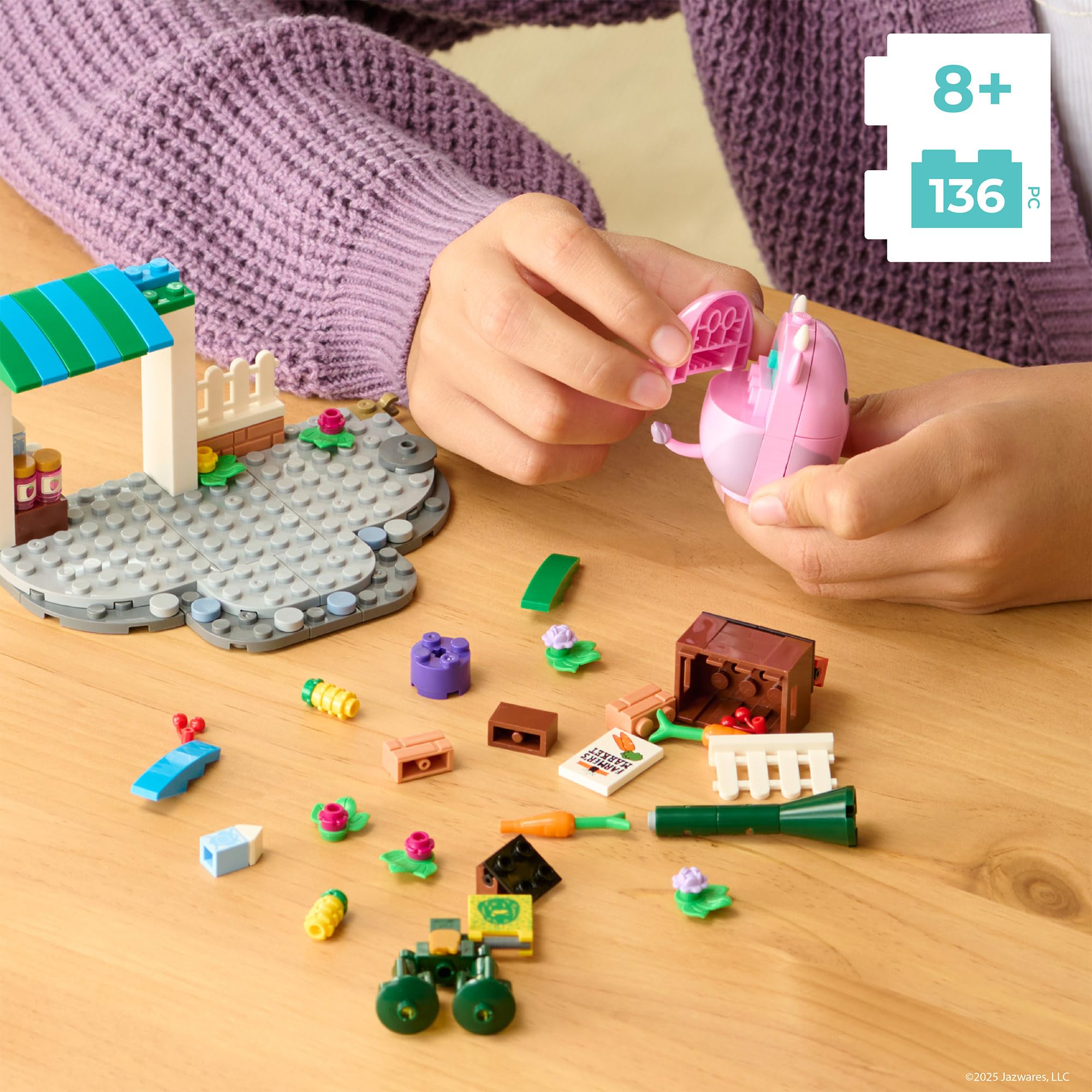 BLDR Squishmallows Patty’s Farmers Market Building Set - 136-Piece Playset with Patty the Pink Cow Figure 10