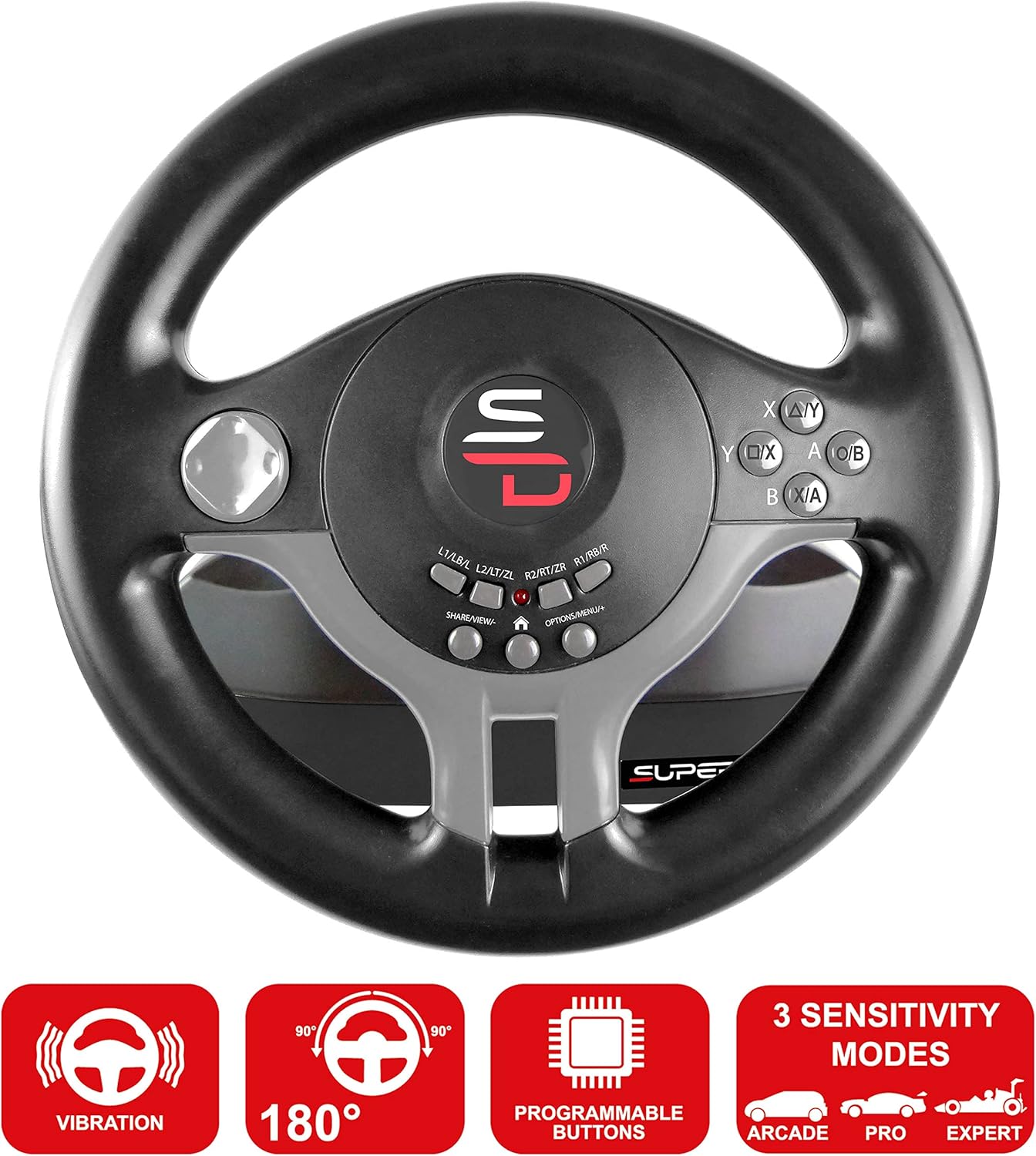 SV200 Racing Steering Wheel with Pedals and Shift Paddles for Nintendo Switch, PS4, Xbox One, PC 6