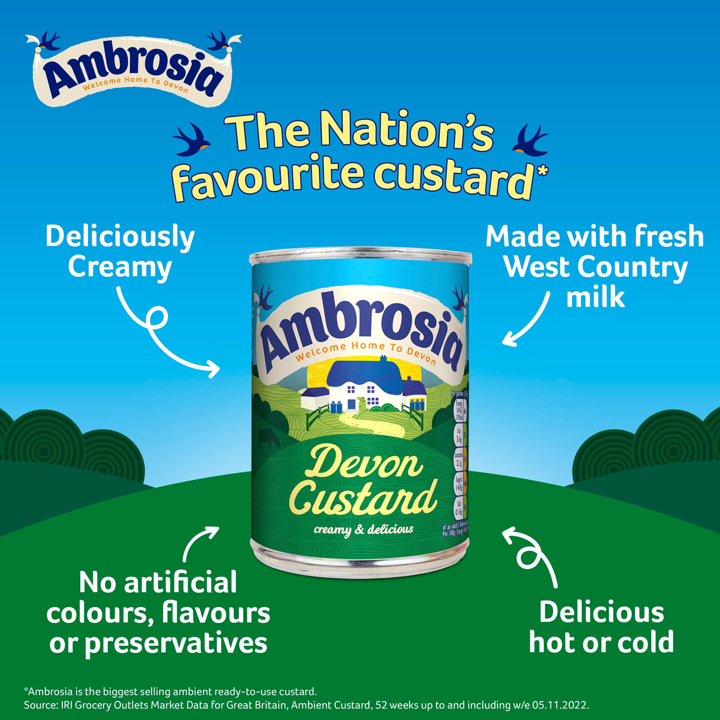 Ambrosia - Devon Custard Original Recipe Creamy Ready-to-Eat Dessert 400g 4