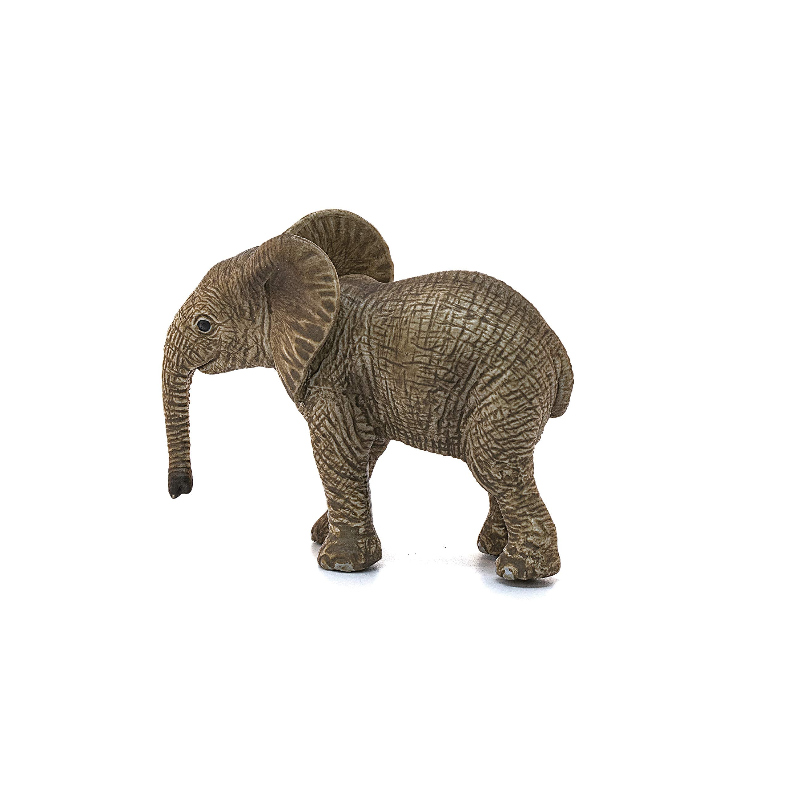 SCHLEICH African Baby Elephant Wildlife Figurine - Individually Hand-Painted Educational Toy for Kids 4