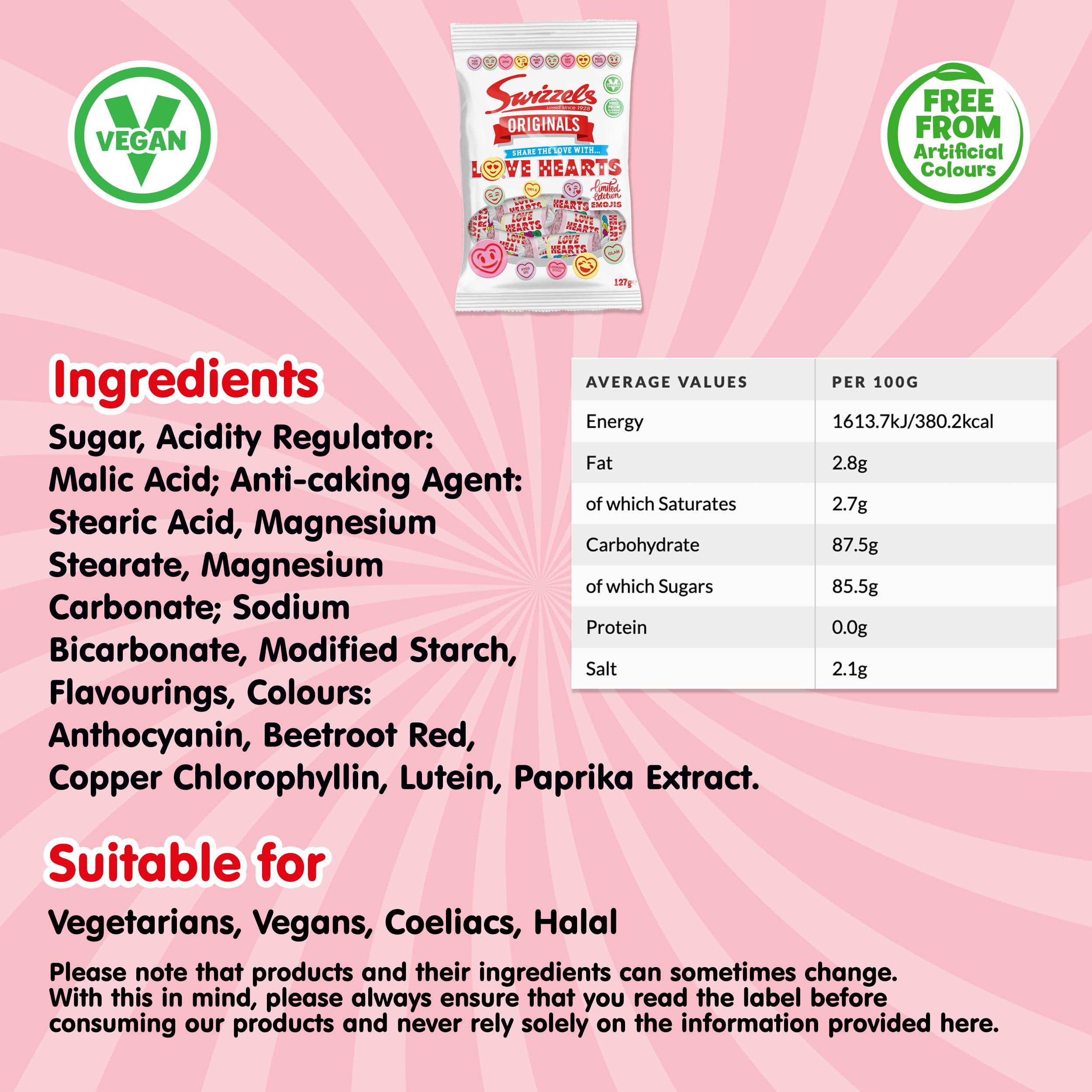 Swizzels Original Love Hearts - Fruity Fizzy Candy with Sweet Messages