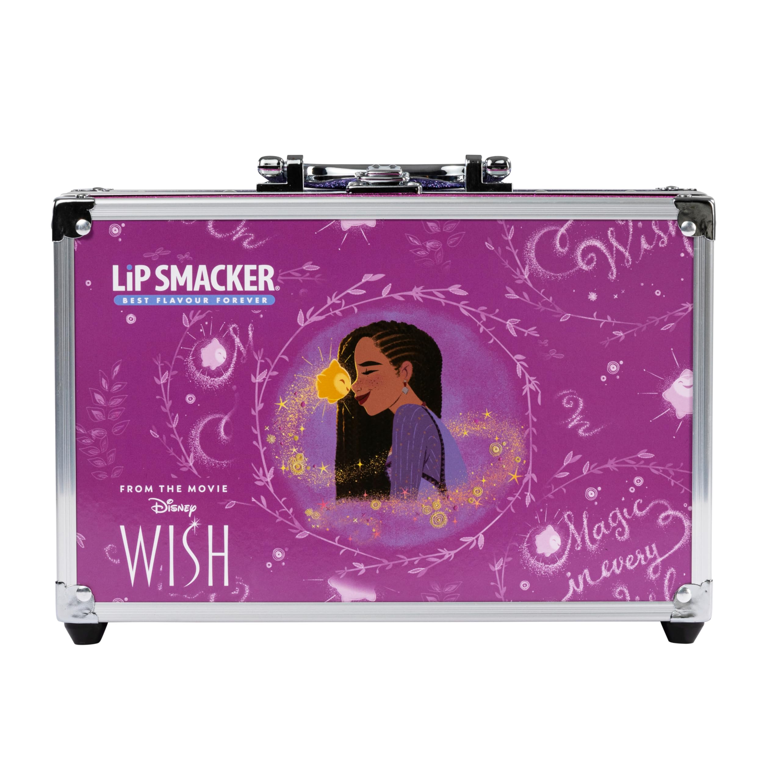 Lip Smacker Disney Wish Makeup Traincase for Kids, Multicolor Plastic Cosmetic Case with 20 Lip Glosses, 20 Eyeshadows, 2 Nail Polishes & Accessories 12