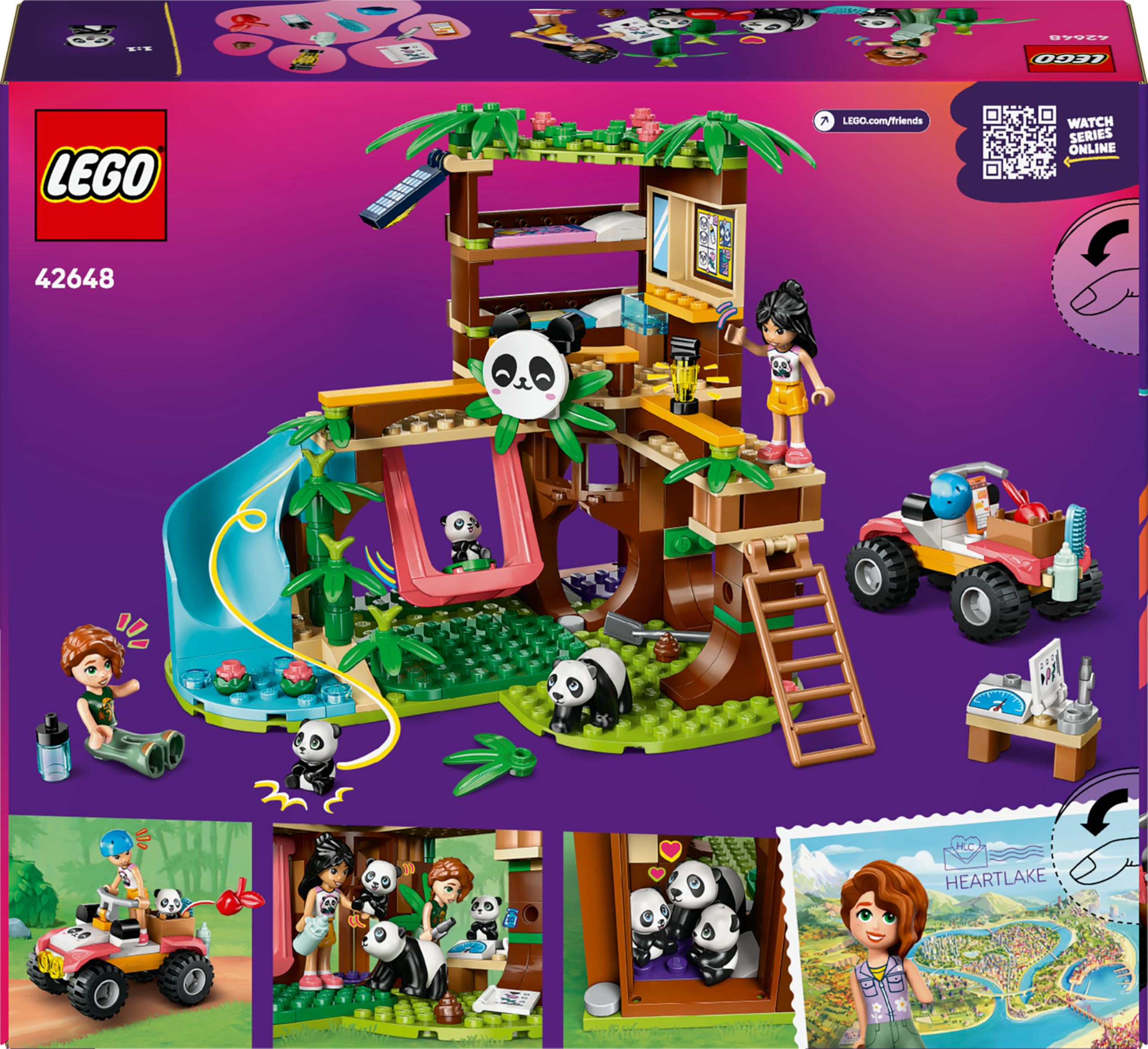 LEGO Friends Panda Sanctuary Animal Care Playset with Tree House, Quad Bike, 2 Mini Dolls & 3 Panda Figures - 243 Pieces 5
