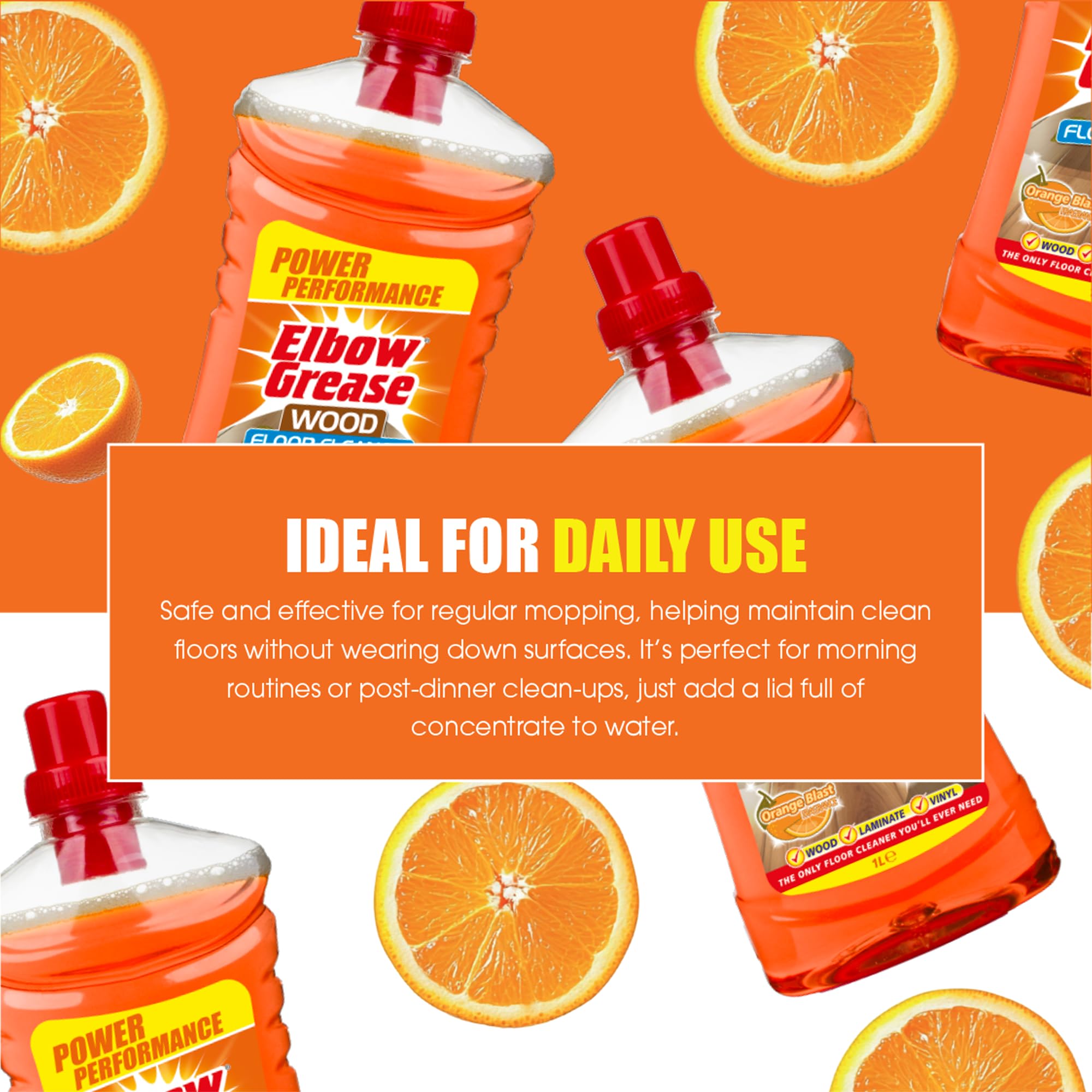 Elbow Grease Concentrated Floor Cleaner - Orange Scent, No Rinse Formula | Makes up to 50 Litres 4