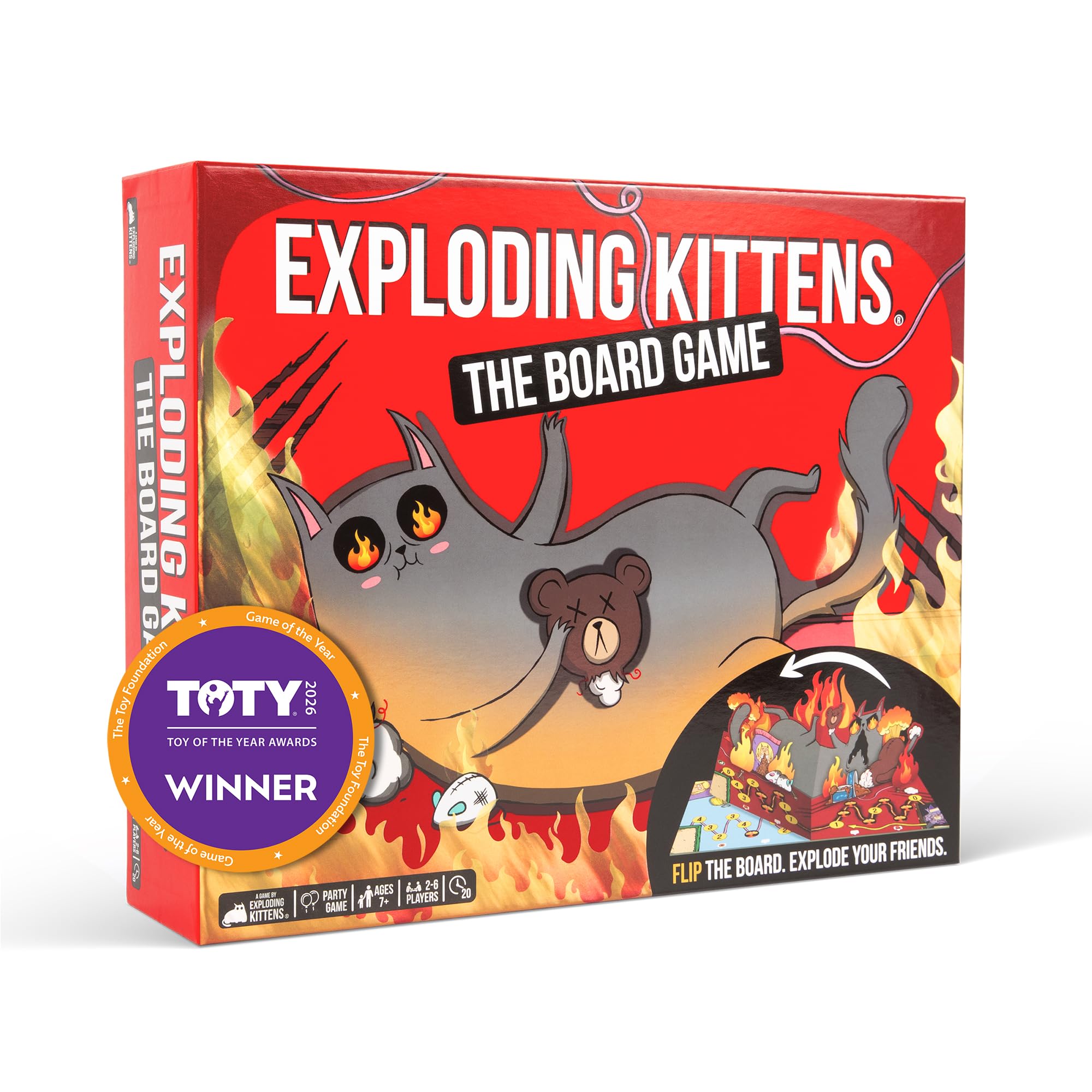 Exploding Kittens Anniversary Edition Board Game - Pop-Up Board | 2-6 Players Ages 7+