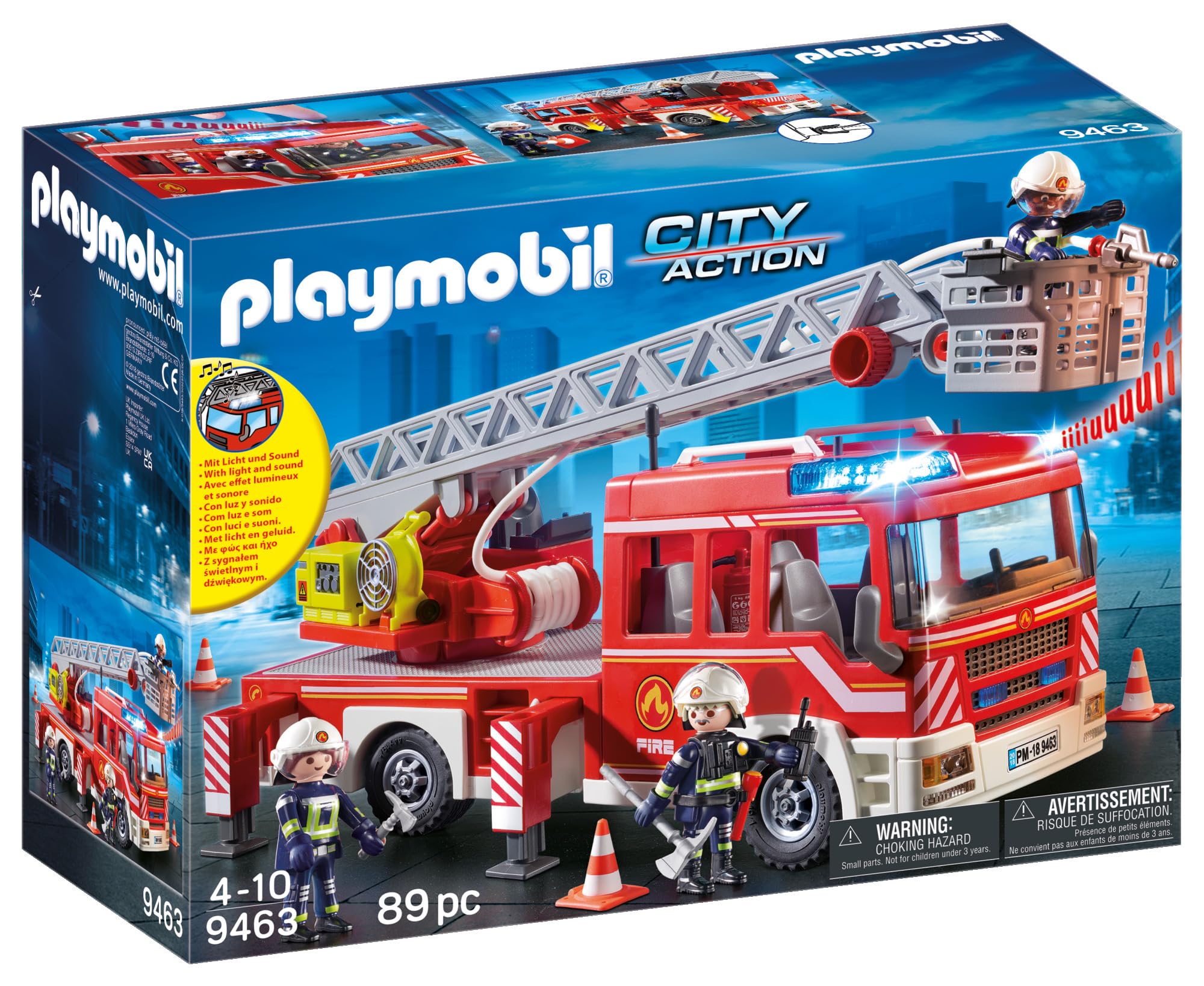 Playmobil City Action 9463 Fire Ladder Unit with Lights, Sounds & Water Pump | Ages 4+