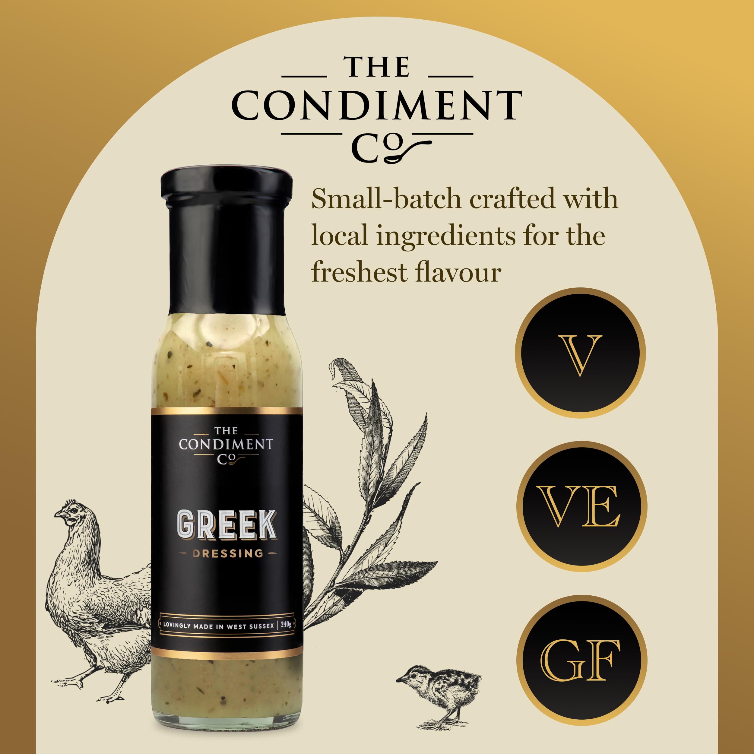 The Real Condiment Company Griechisches Dressing 240 g – Olivenöl- und Zitruskräuter-Vinaigrette 3
