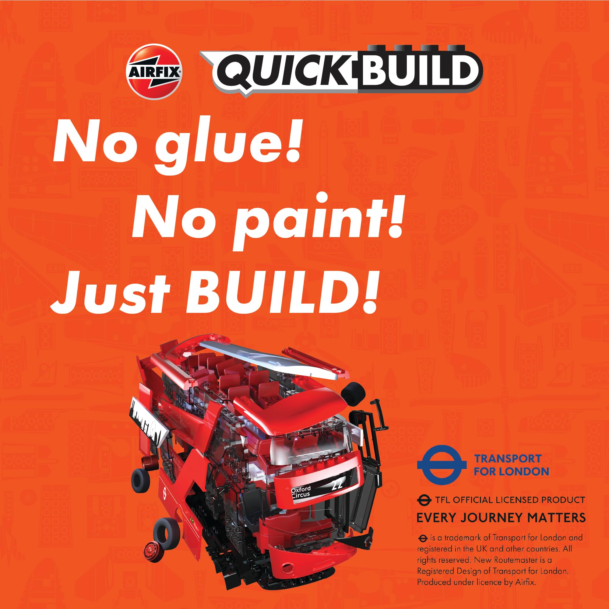 Airfix Quick Build Routemaster Bus Model Kit - Snap-Together Vehicle Building Set for Kids 6+
