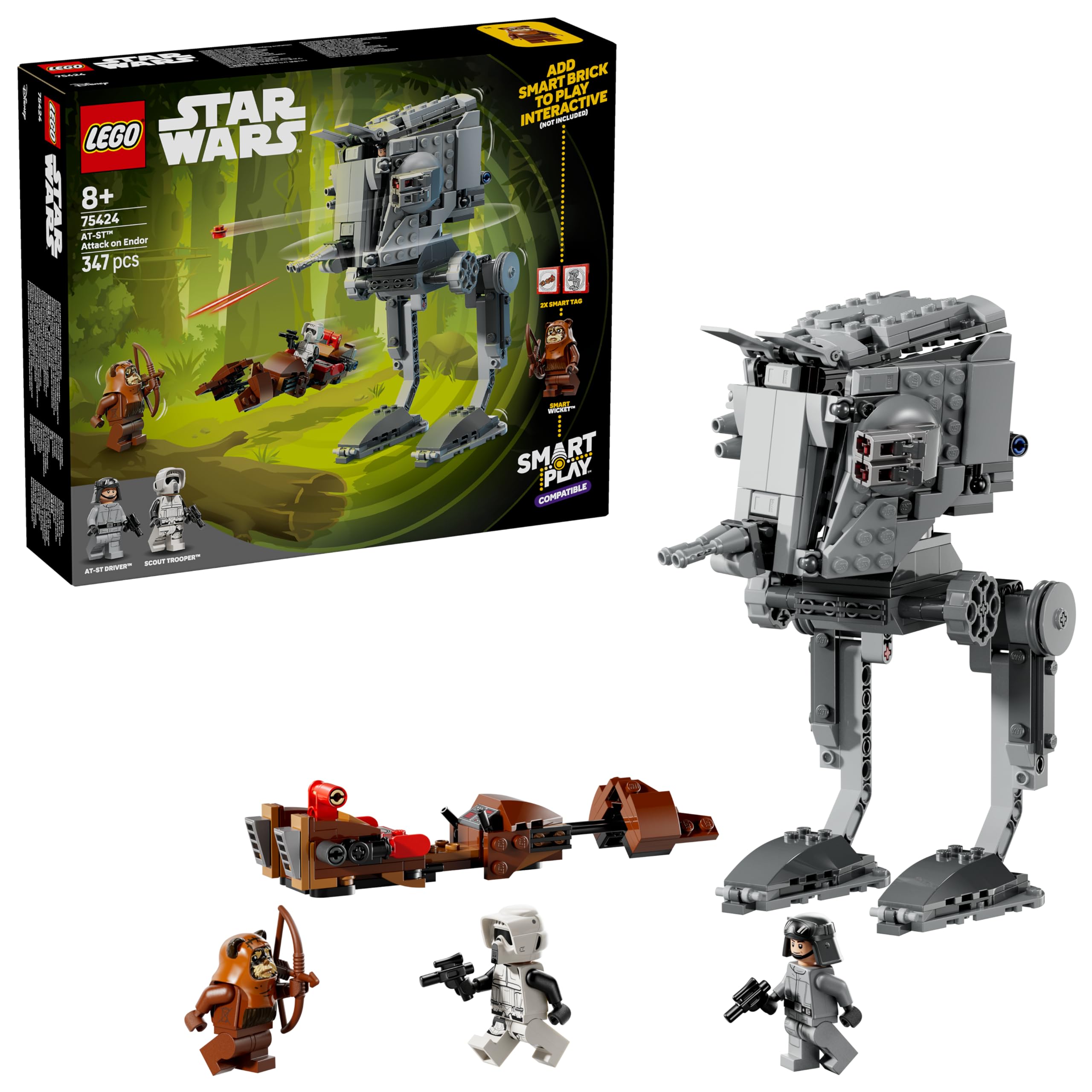 LEGO Star Wars 75424 SMART Play: AT-ST Attack on Endor Building Set | Ages 8+