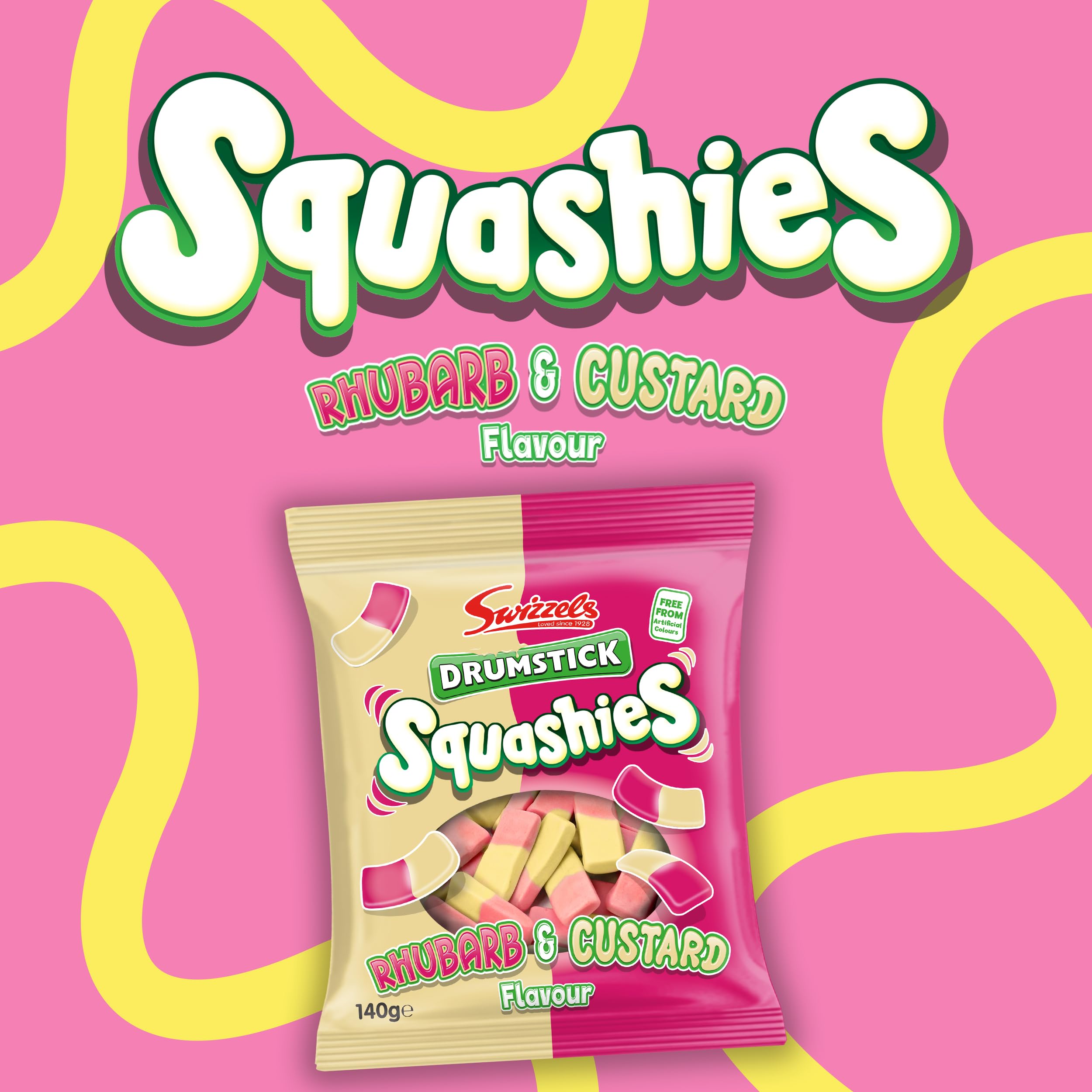 Swizzels Rhabarber- und Vanillepudding-Squashies – Kaubonbons (120 g) 3
