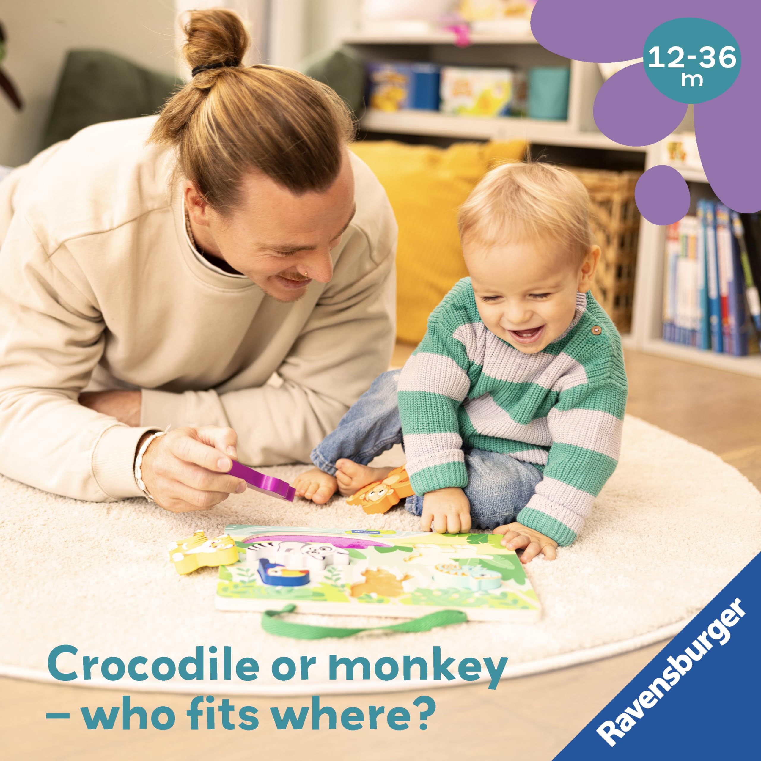 Ravensburger Play+ In The Jungle Touch & Play Wooden Puzzle - 3-in-1 Educational Toy for Toddlers 12 Months+ 4