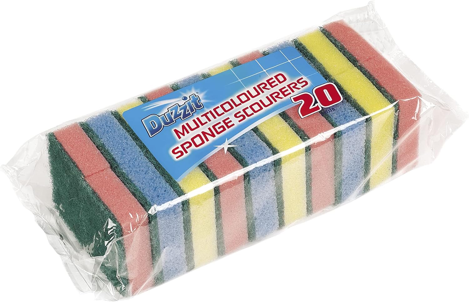 Duzzit - Sponge Scourers 20 Pack Dual-Sided Cleaning Sponges