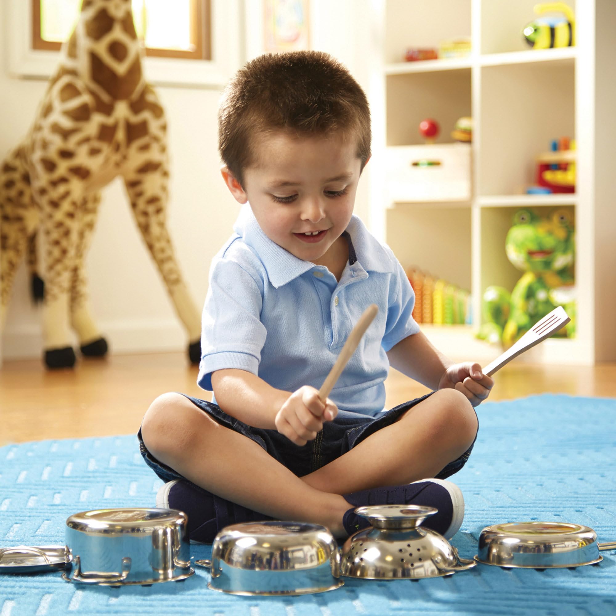Melissa & Doug Stainless Steel Pots and Pans Pretend Play Kitchen Set - 8 Pcs | Ages 3+