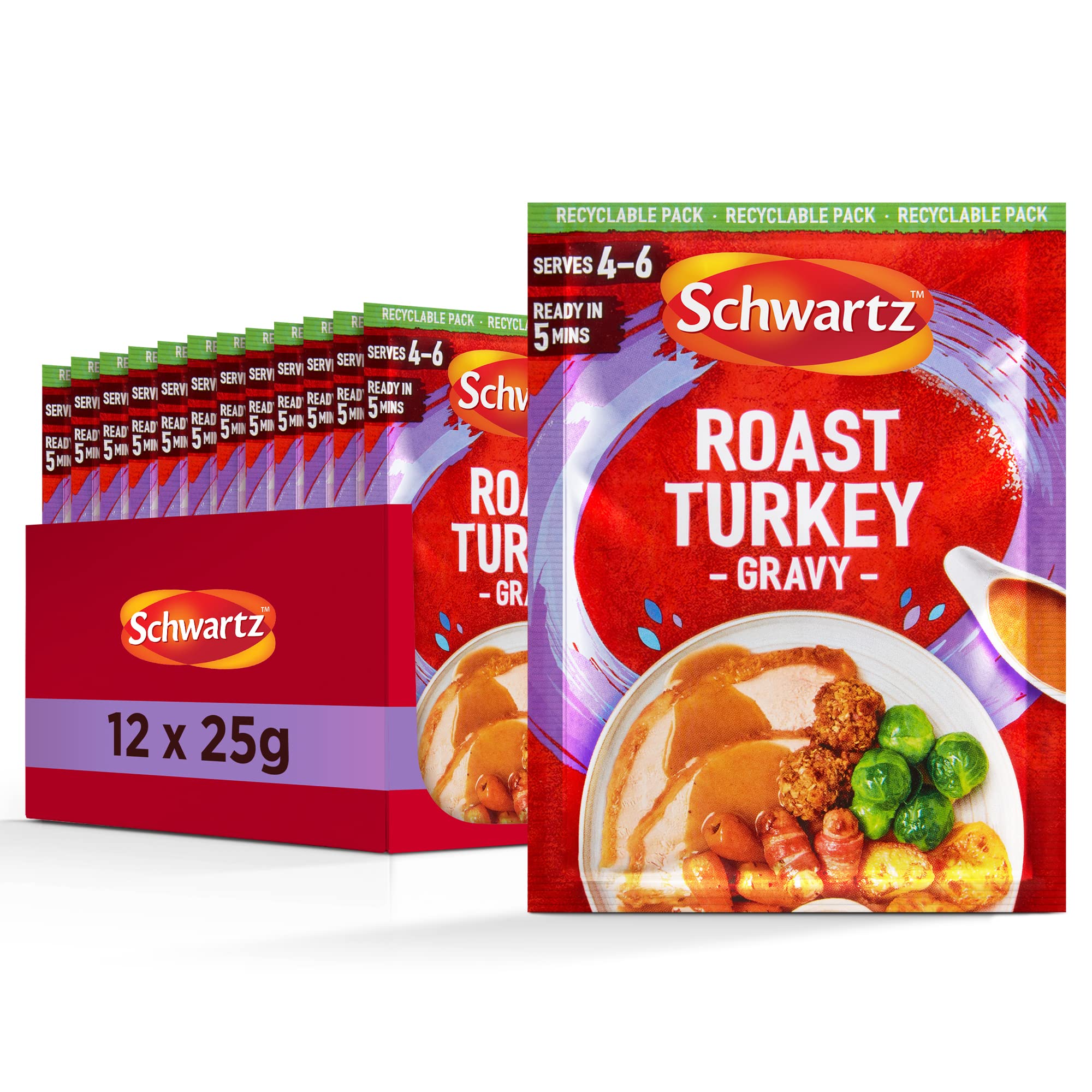 Schwartz - Classic Roast Turkey Gravy Mix 25g | Pack of 12 | Pantry Essential for Roast Dinners
