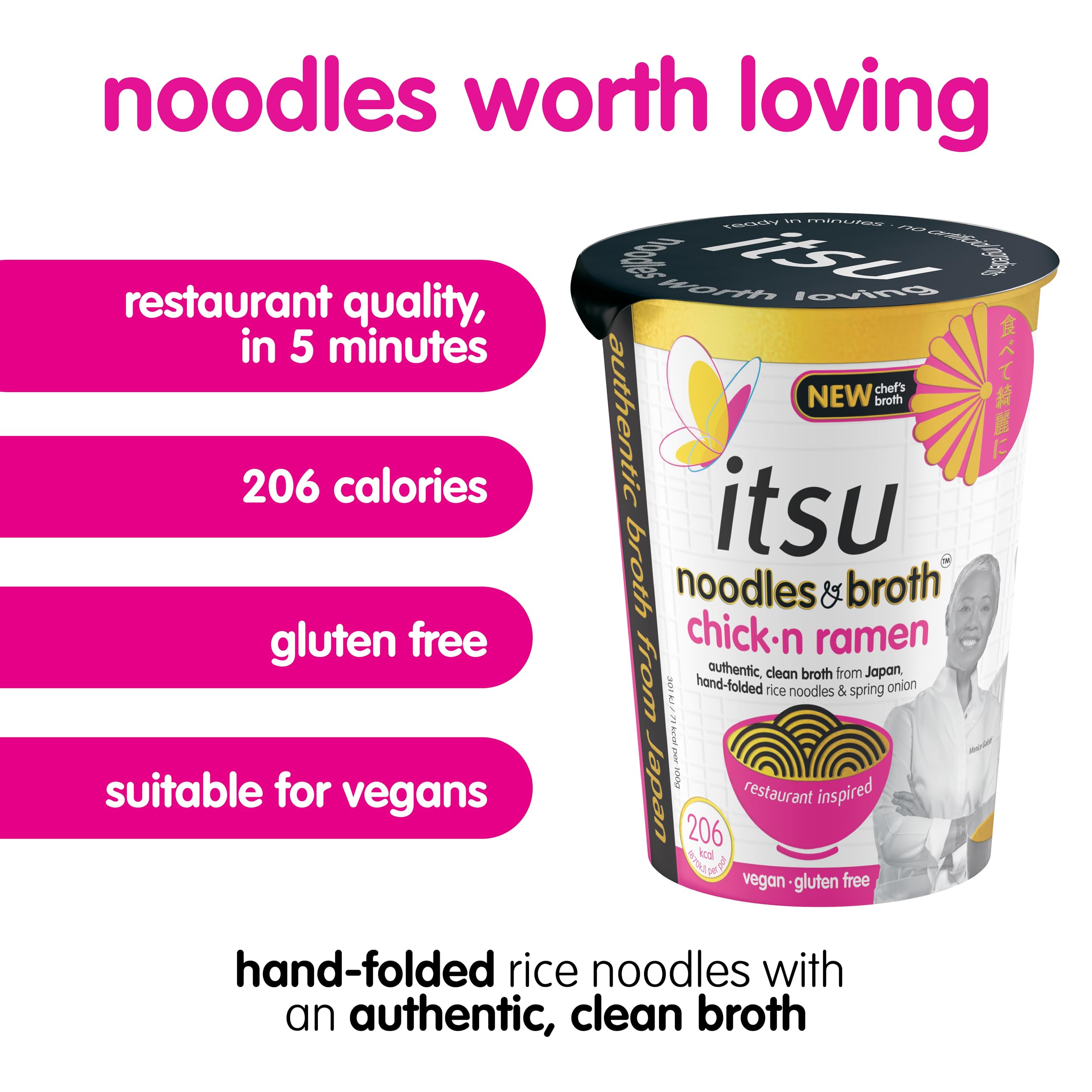 Itsu Chickn Ramen Instant Noodles & Broth Pot 64g - Pack of 6 | Gluten Free | Vegan | Quick-to-Make Snack 3