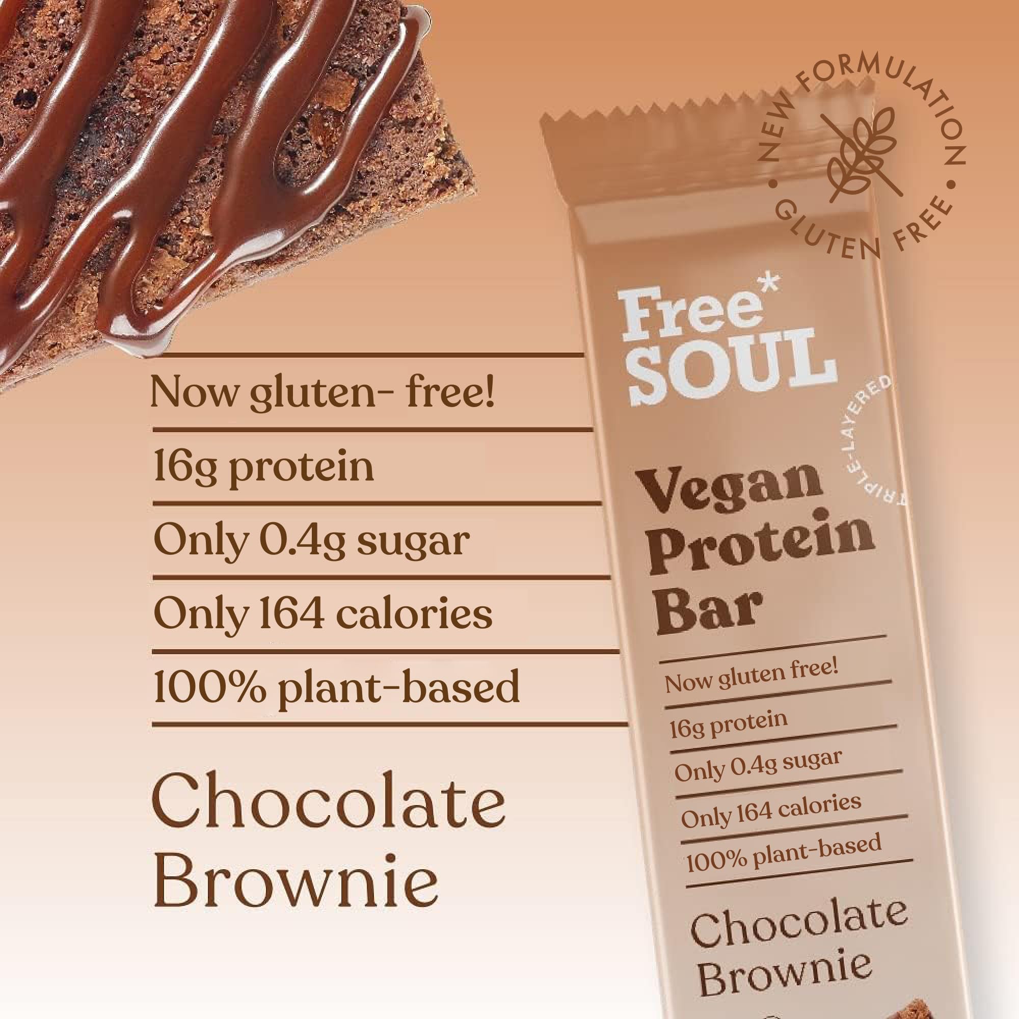 Free Soul Vegan Protein Bars 12 x 50g | Plant Based Chocolate Protein Snack | High Protein, Low Sugar 6