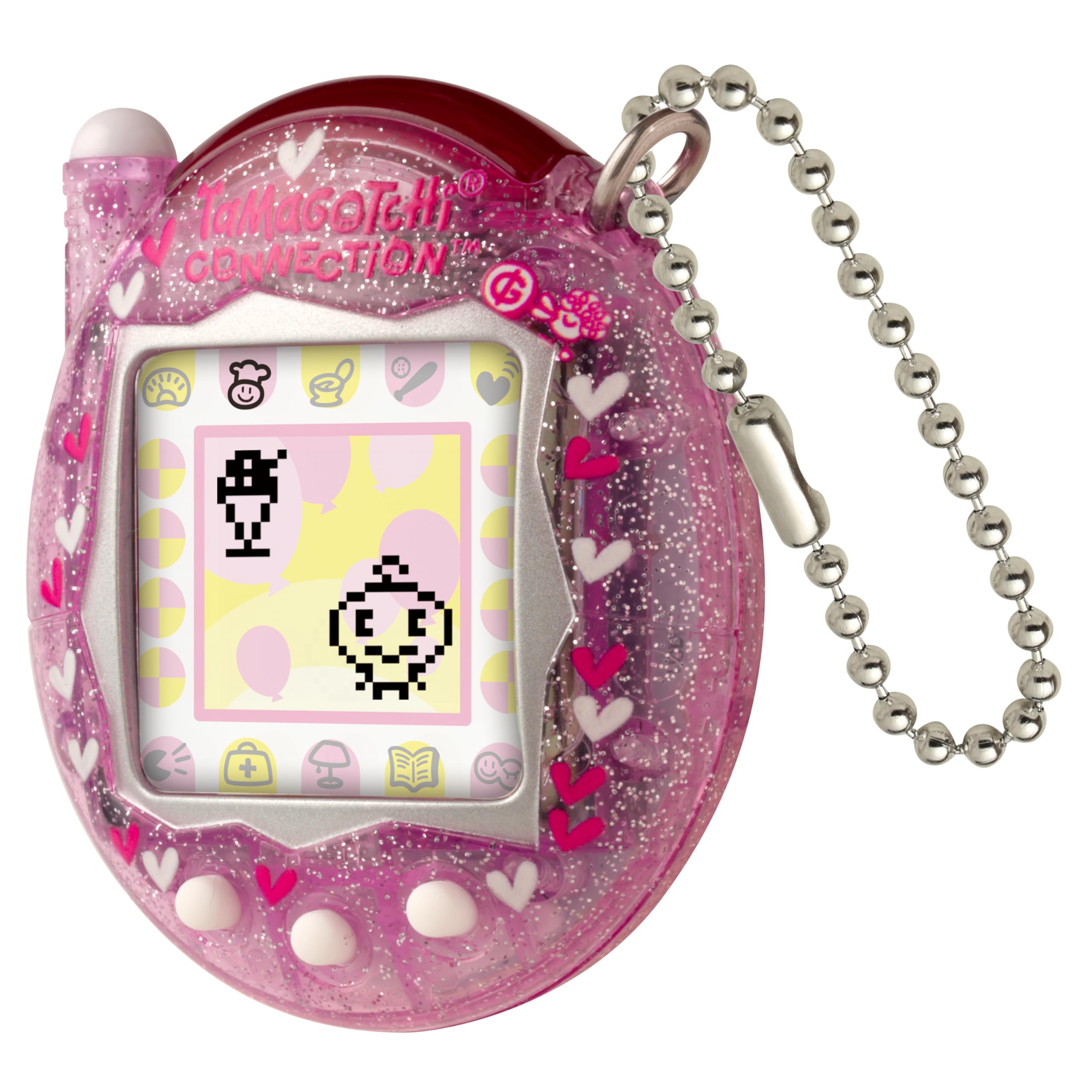 Tamagotchi Connection Digital Pet - Pink Glitter Shell with Infrared Connection & 6 Mini Games