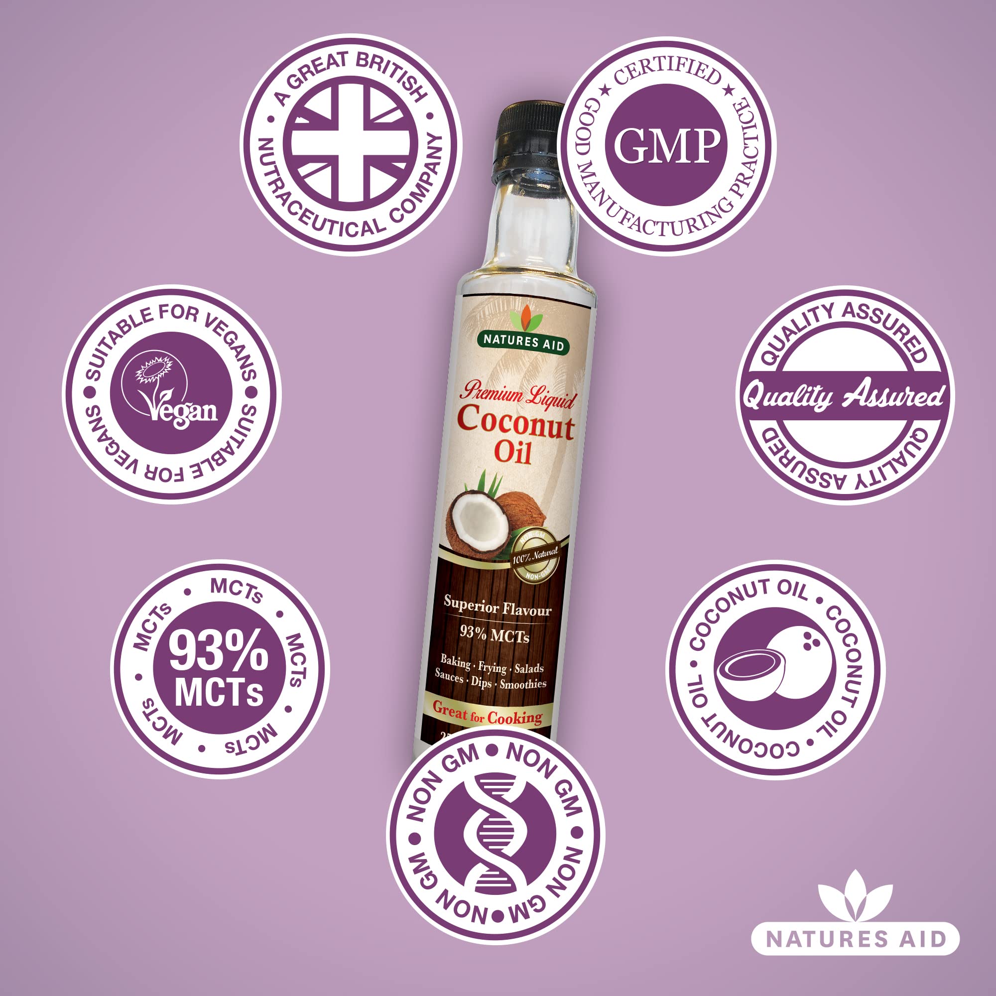 Natures Aid Premium Liquid Coconut Oil, 250ml – Non-Hydrogenated with 93% MCTs for Cooking & Baking 10