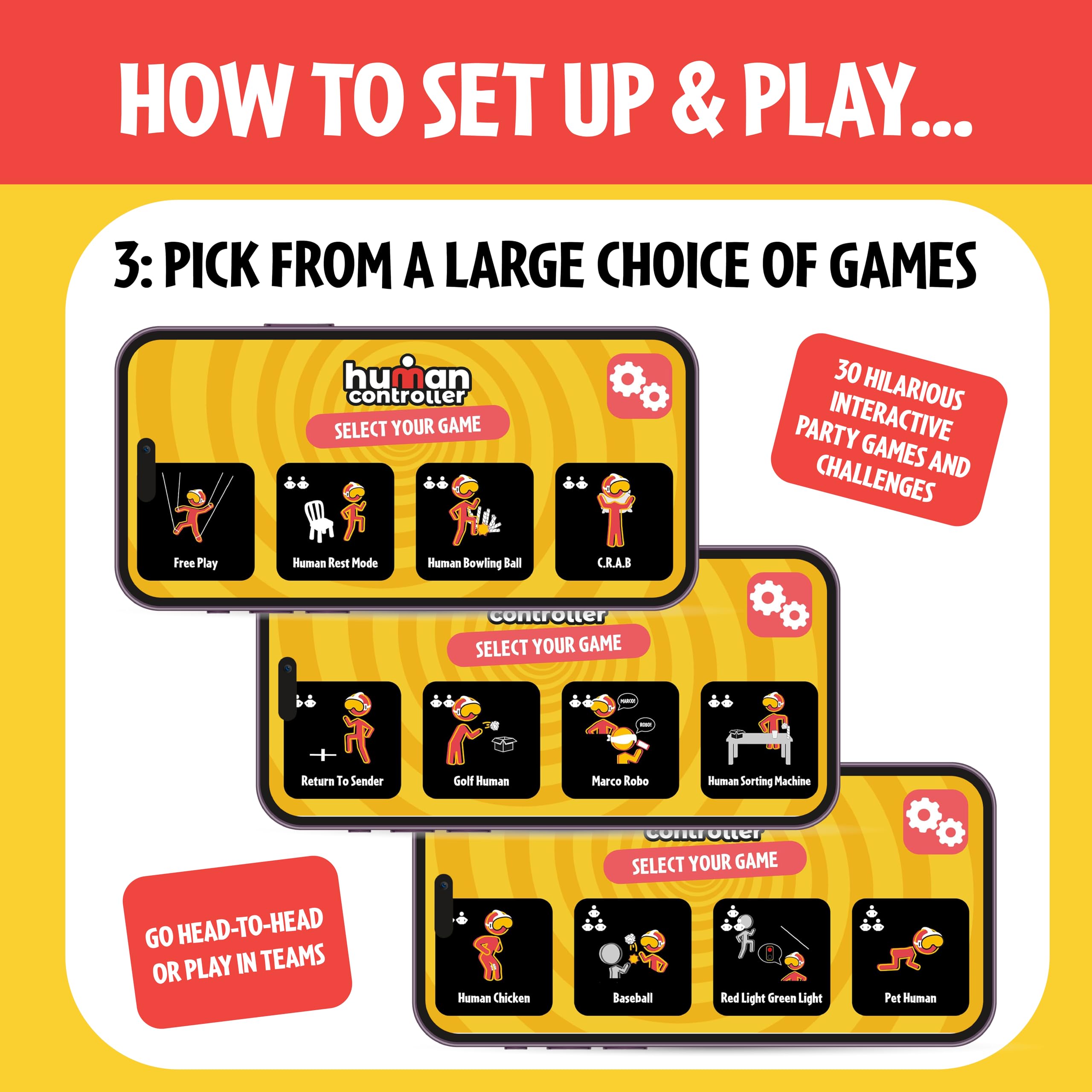 TOMY Human Controller Game - Interactive Blindfold Challenge with Vibrations and App Control 5