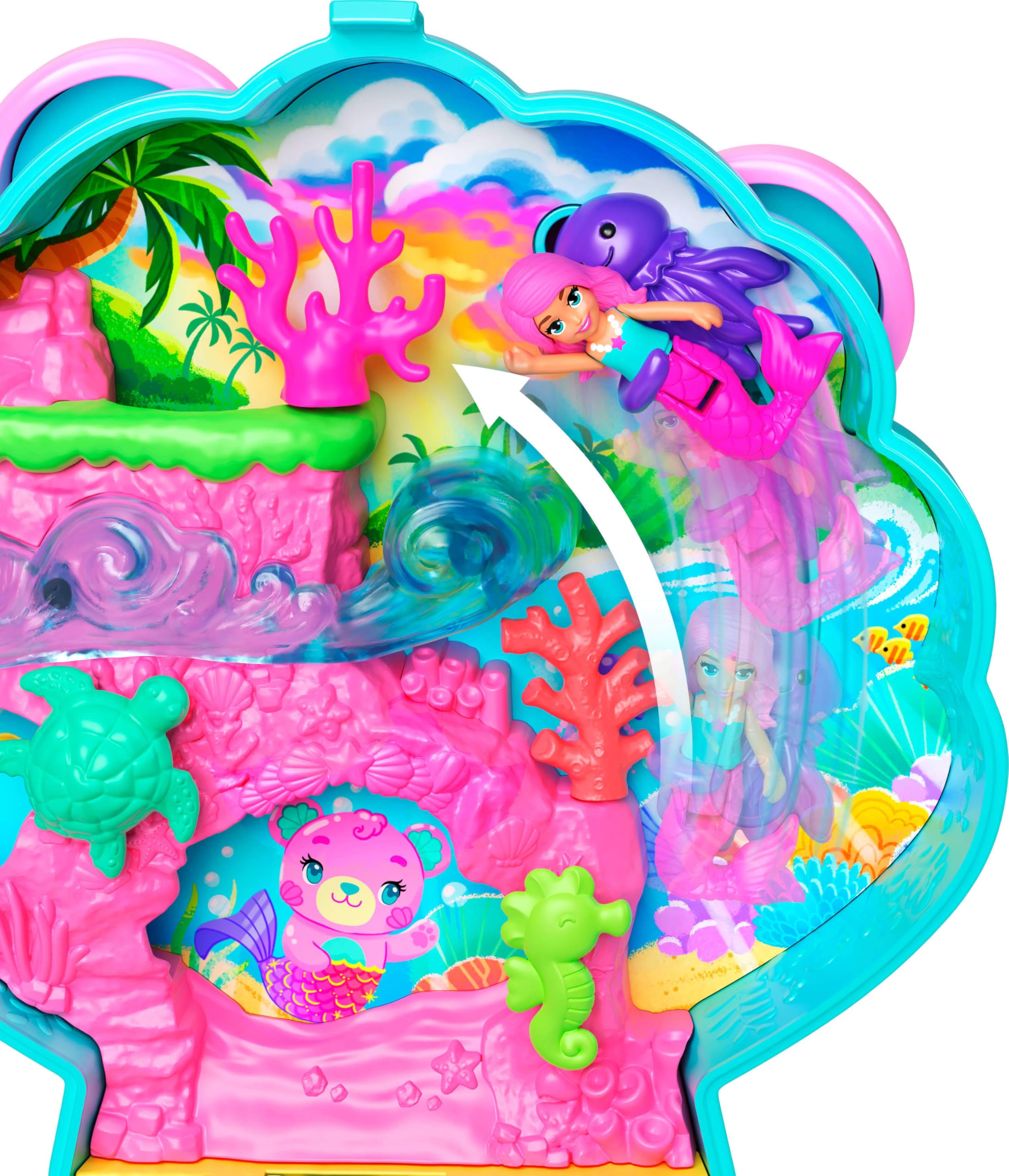 Polly Pocket Glitter Island Kompaktes Spielset – Meerjungfrauen-Abenteuer mit 11 Zubehörteilen 4