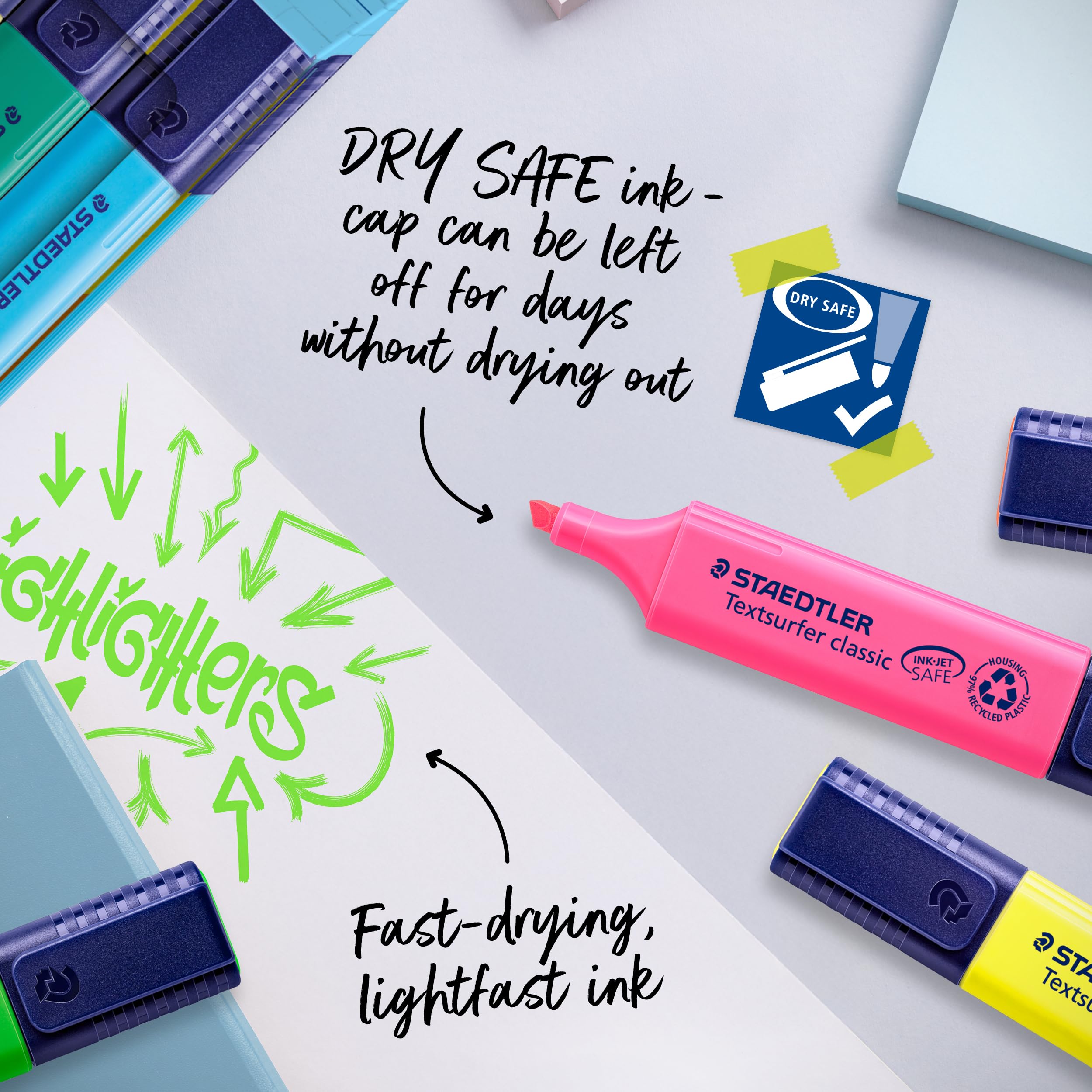 STAEDTLER Textsurfer Classic Highlighter 364 WP20 - 20 Pack Assorted Neon & Paste Colors | Chisel Tip 1-5mm 6