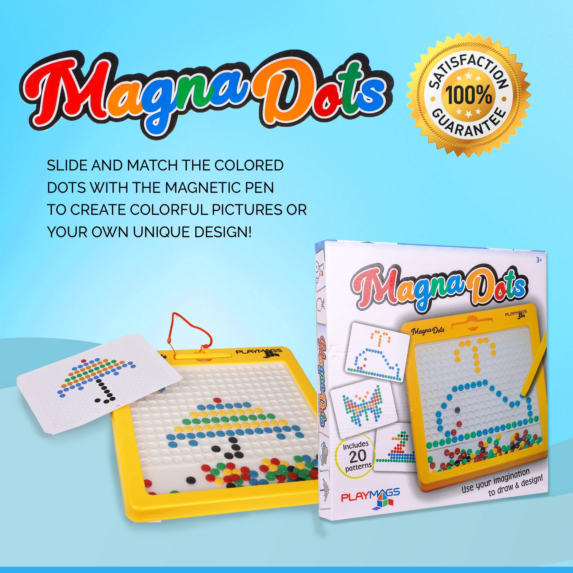 Playmags Magna Dots - 12.5" Magnetic Drawing Board for Kids - Reusable Doodle Toy 5