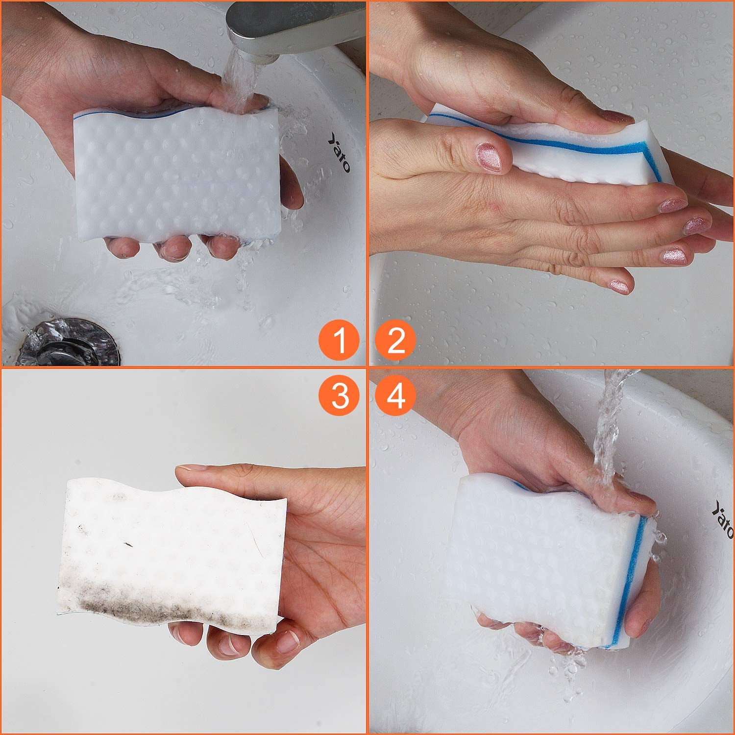 ASelected Chemical Free Melamine Sponges - Extra Strength Cleaning Blocks | 20 Count | 3.94' x 2.36' x 0.98' 4