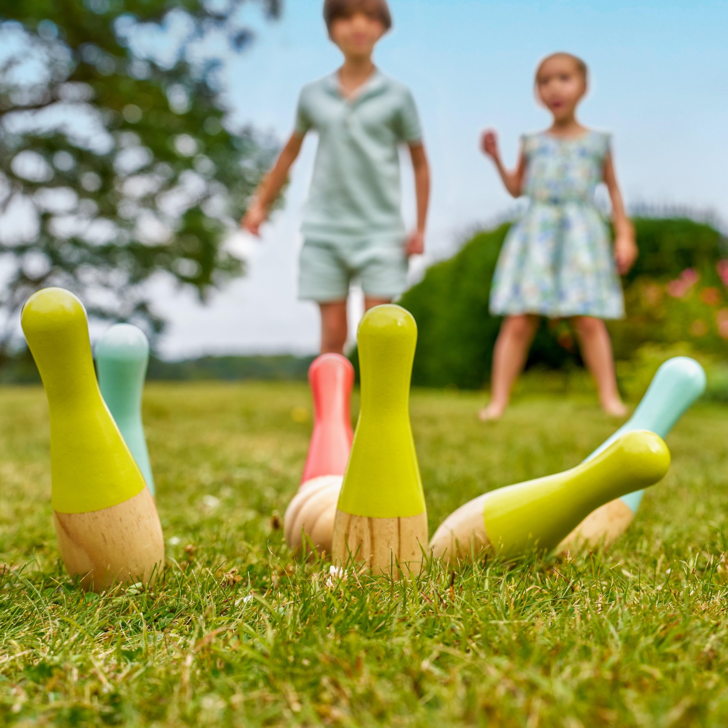 TP Toys Wooden Outdoor Skittles Game - FSC Certified Wood | Ages 3+ | 6 Skittles & 2 Balls 3