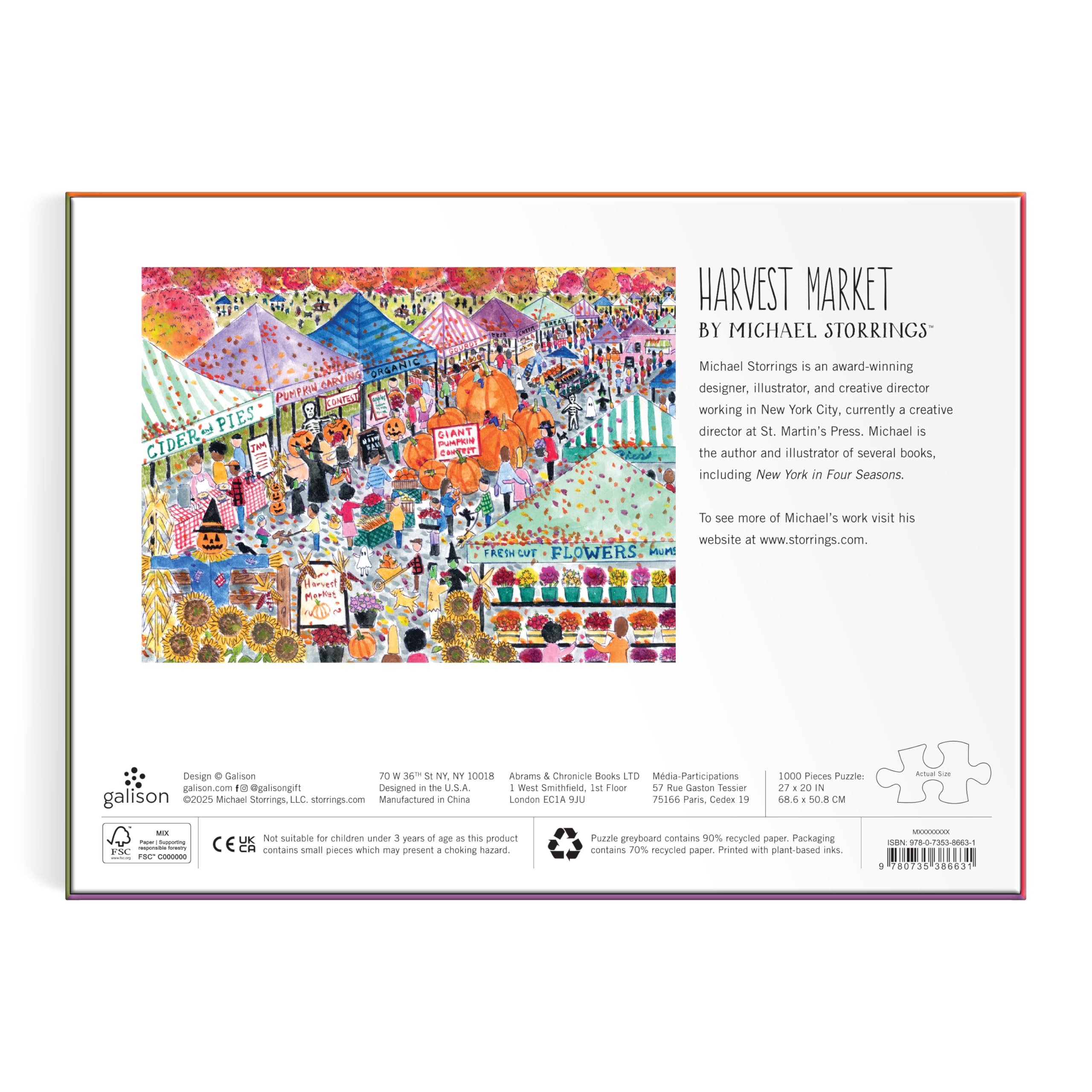 Galison Harvest Market - 1000 Piece Michael Storrings Jigsaw Puzzle for Adults & Kids 3